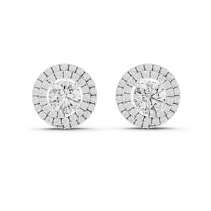 Rose Gold Double Halo Diamond Stud Earrings