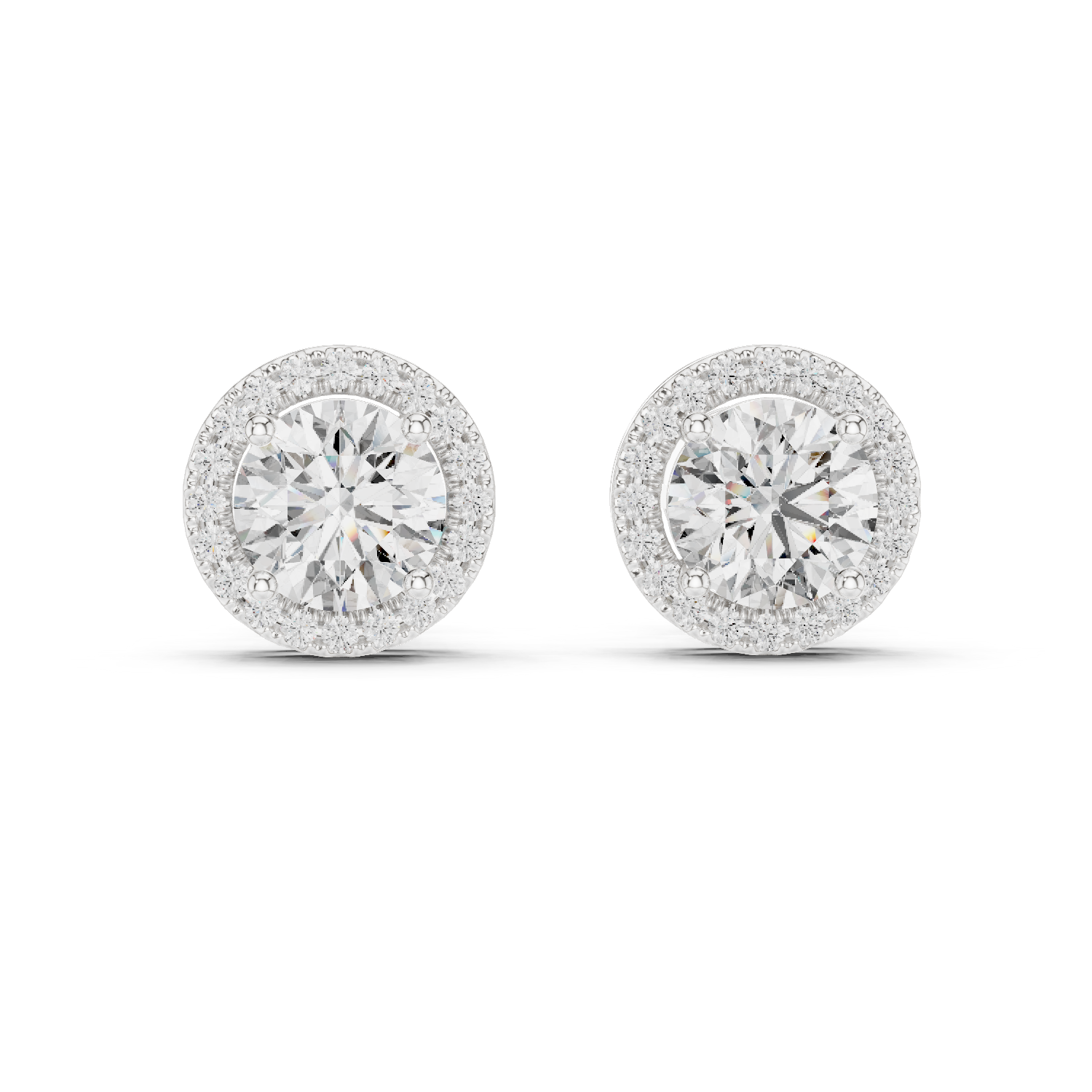 Radiant Rose Halo Diamond Studs