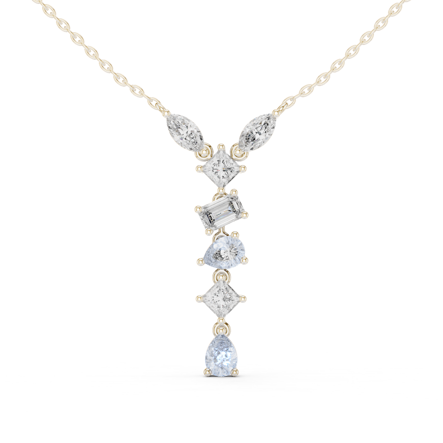 Multi-Cut Diamond Drop Necklace