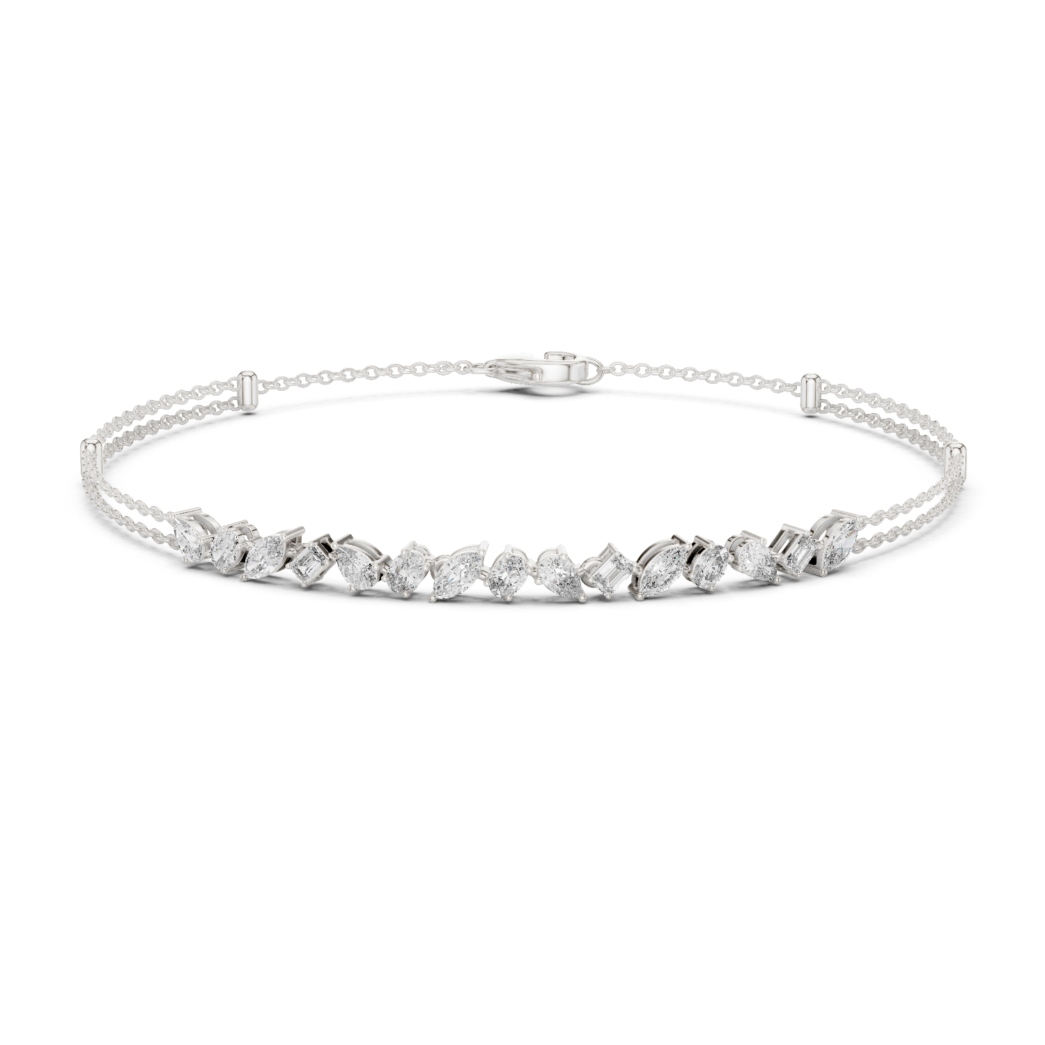 Marquise & Pear Diamond Dual Chain Bracelet