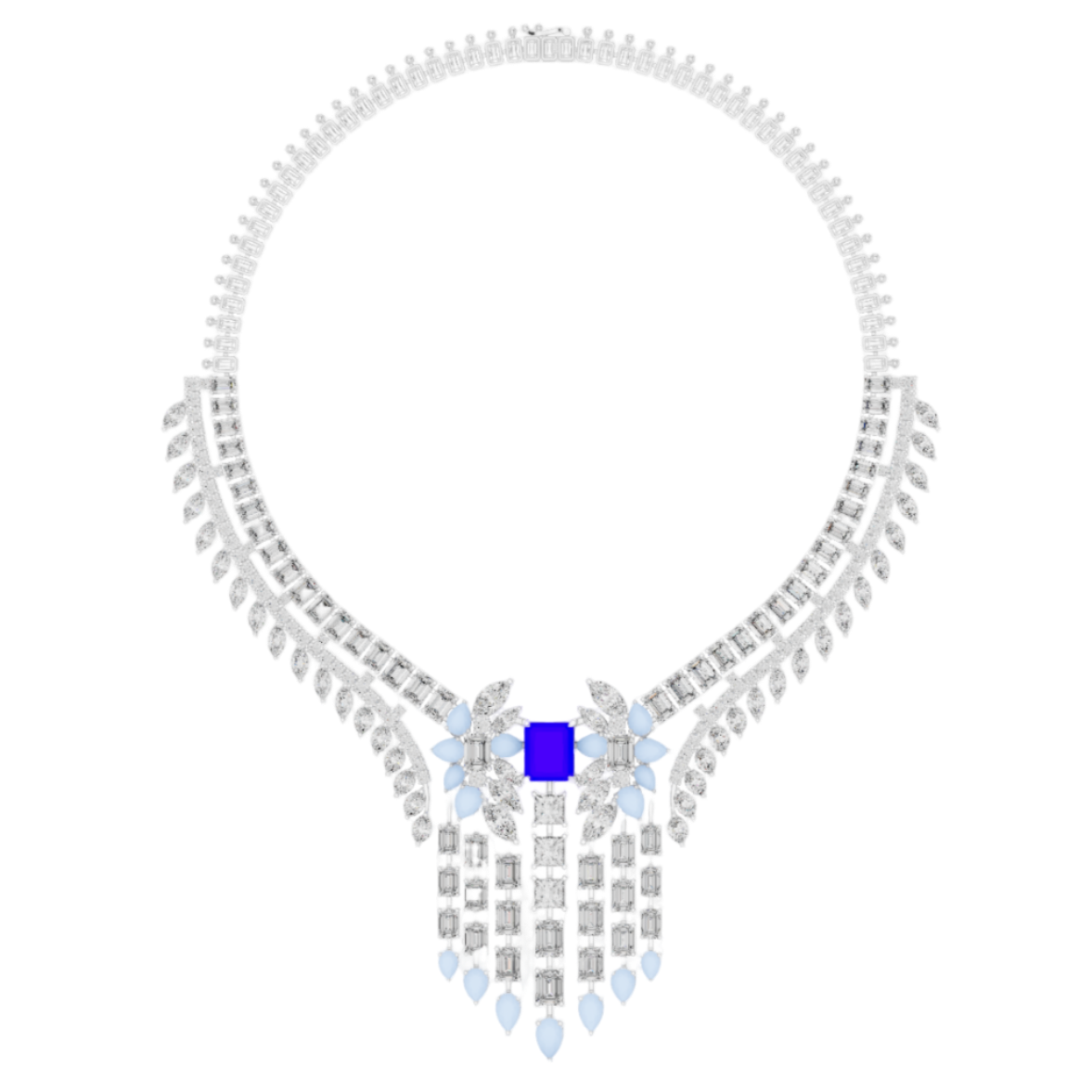Regal Blue Gemstone and Diamond Statement Necklace