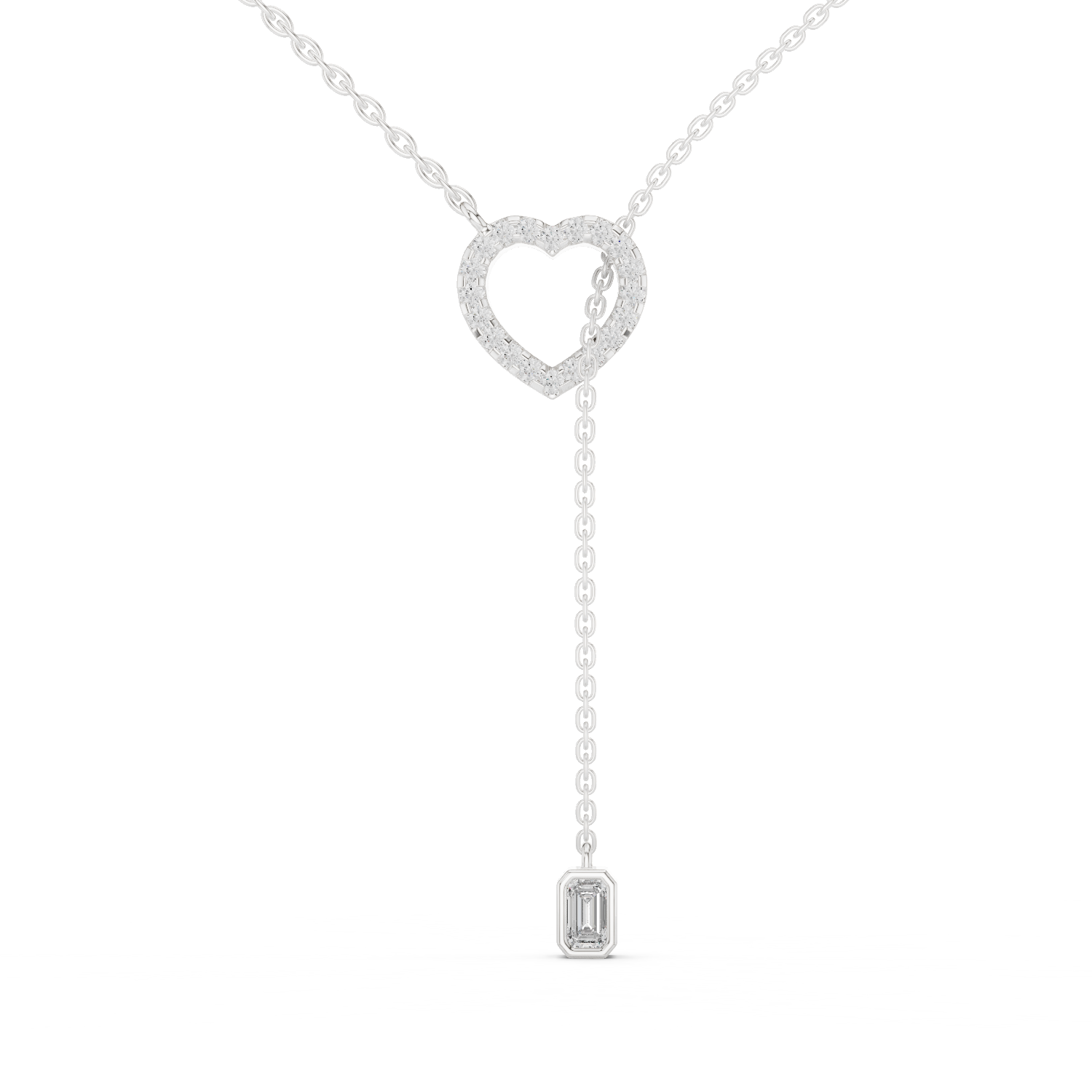 Lover's Knot Open Heart Pendant with Elegant Dangling Gemstone