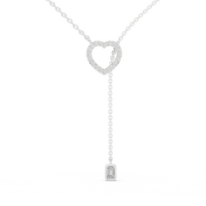 Lover's Knot Open Heart Pendant with Elegant Dangling Gemstone