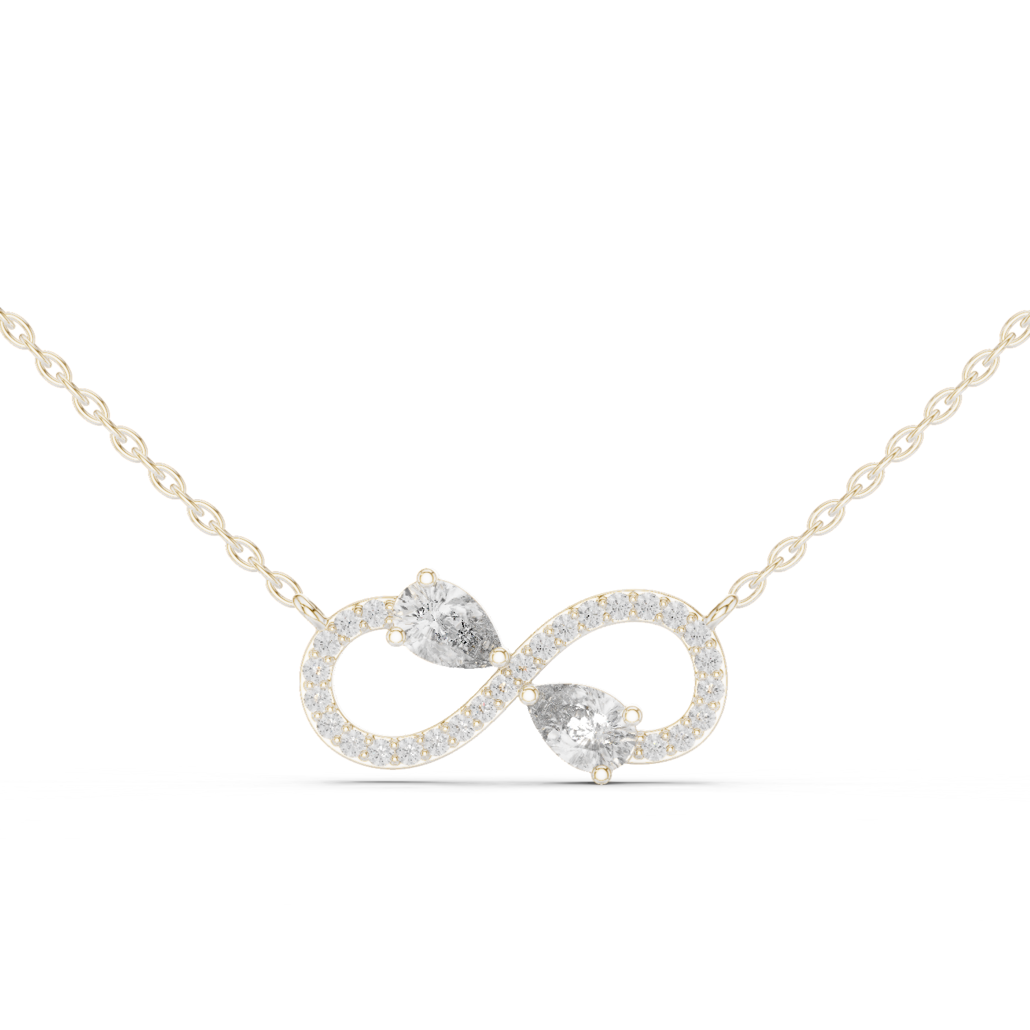 Infinity symbol pendant with pear-shaped diamonds