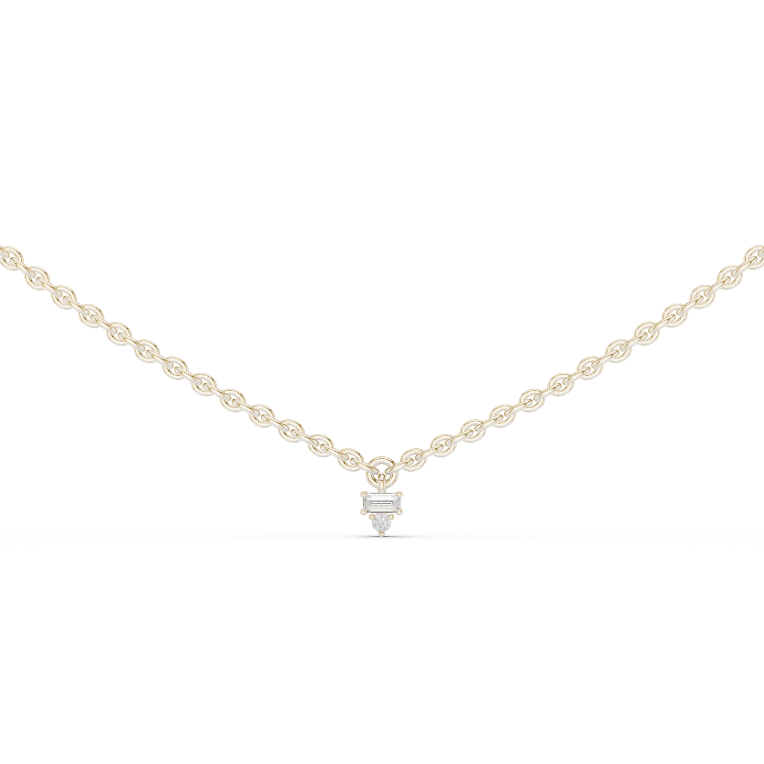 Delicate Rose Gold chain with Trio-Cut Diamond Pendant.