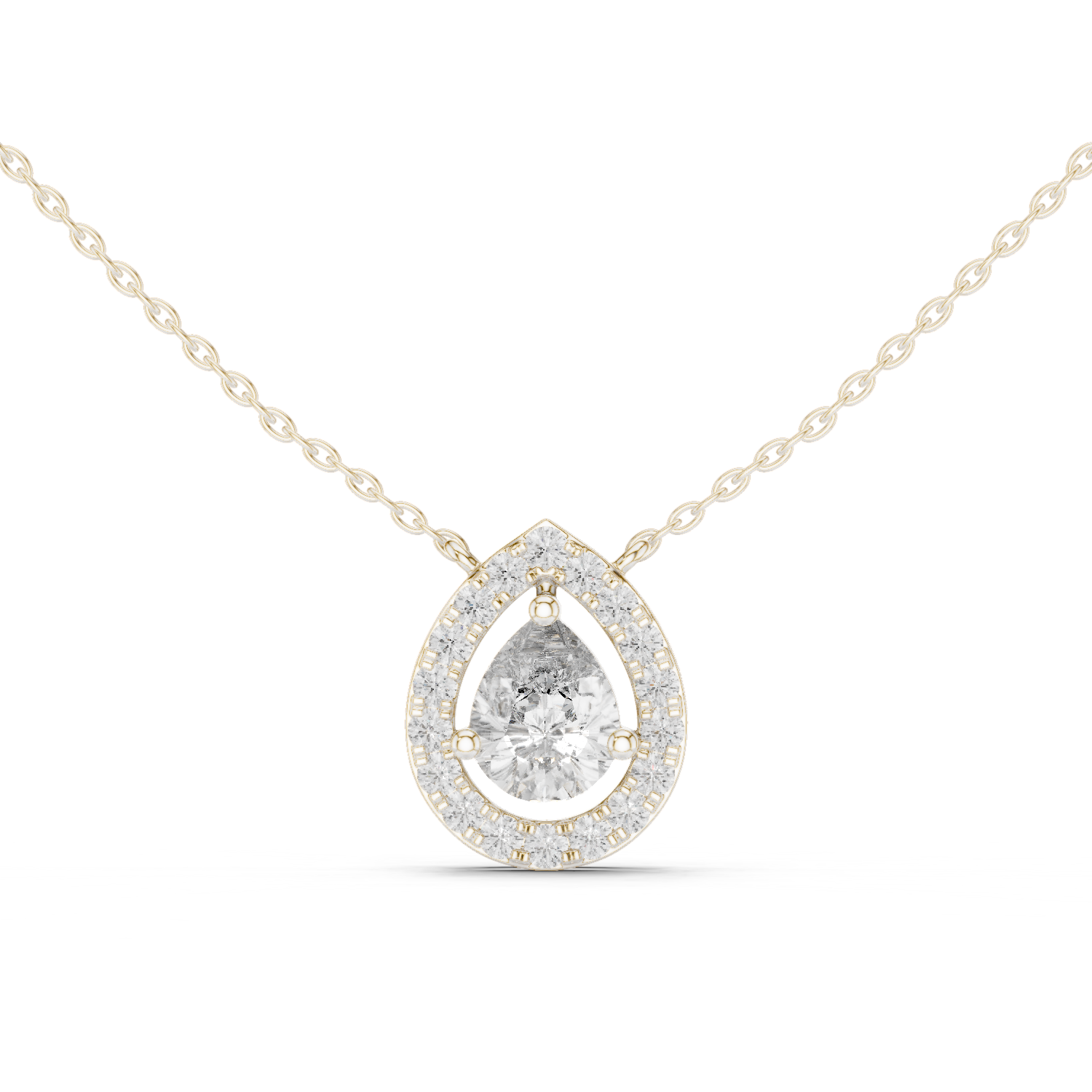 Gold Teardrop Diamond Pendant