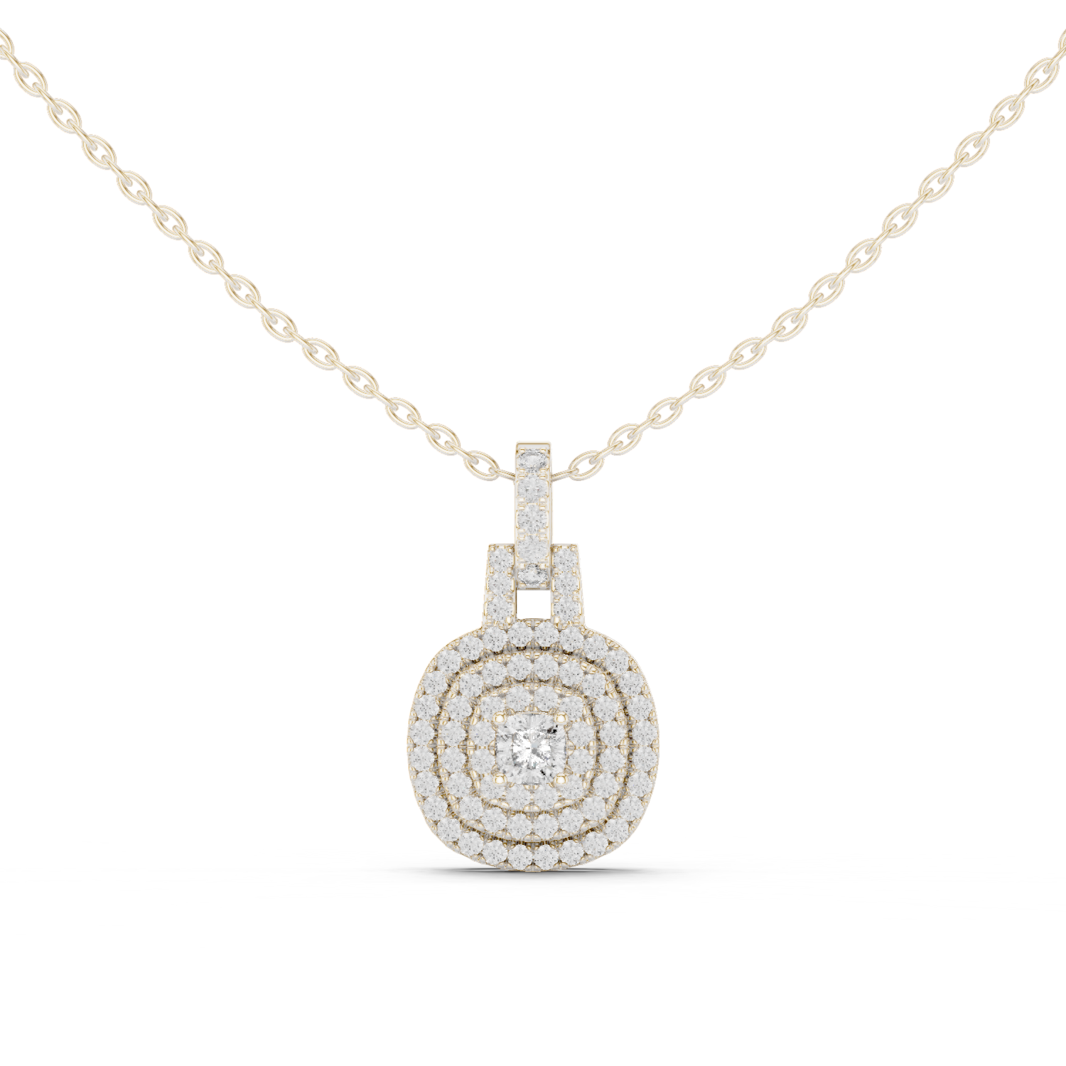Double Halo Round Diamond Pendant