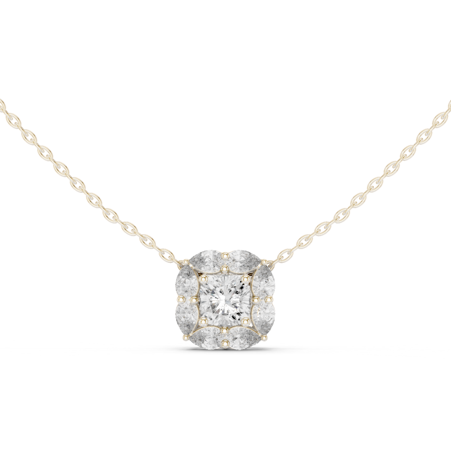 Floral Halo Round Diamond Pendant