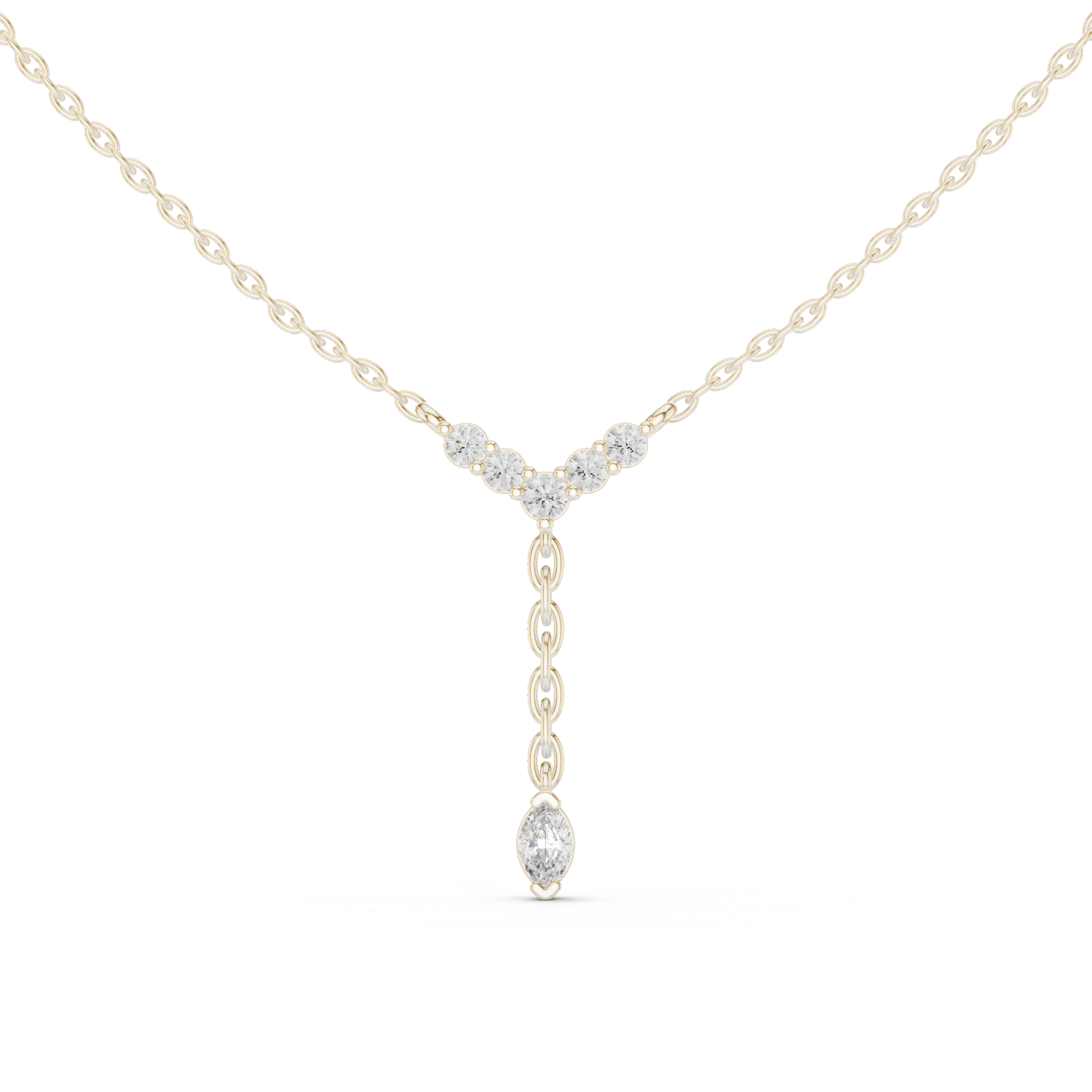 Delicate Y-Drop pendant with Marquise and Round Diamonds