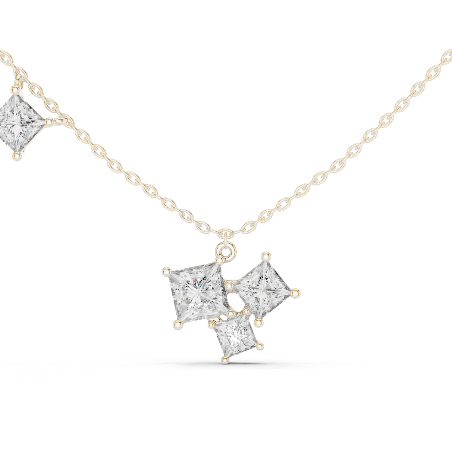 Clustered Princess-Cut Diamond Pendant