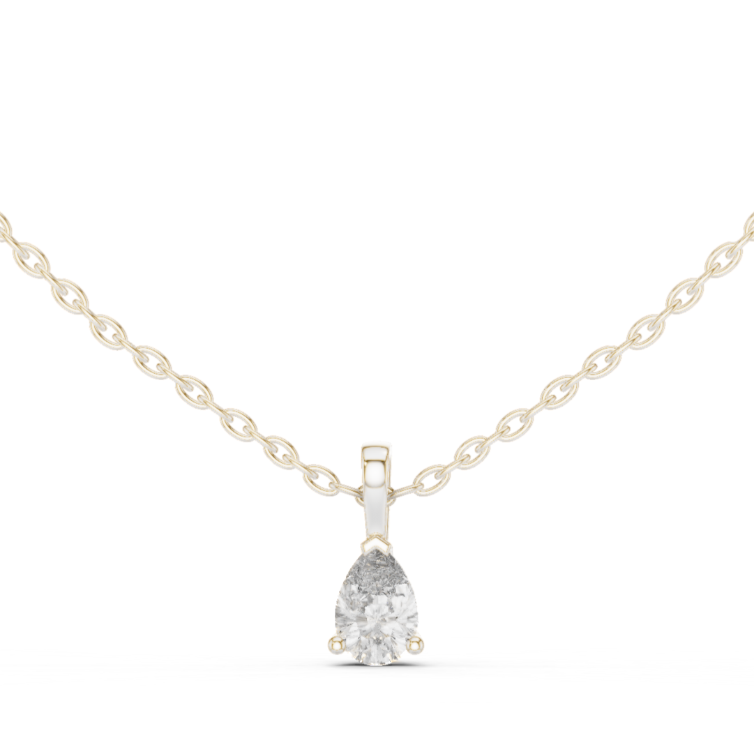 Brilliant pear-shaped diamond cradled in a minimalist