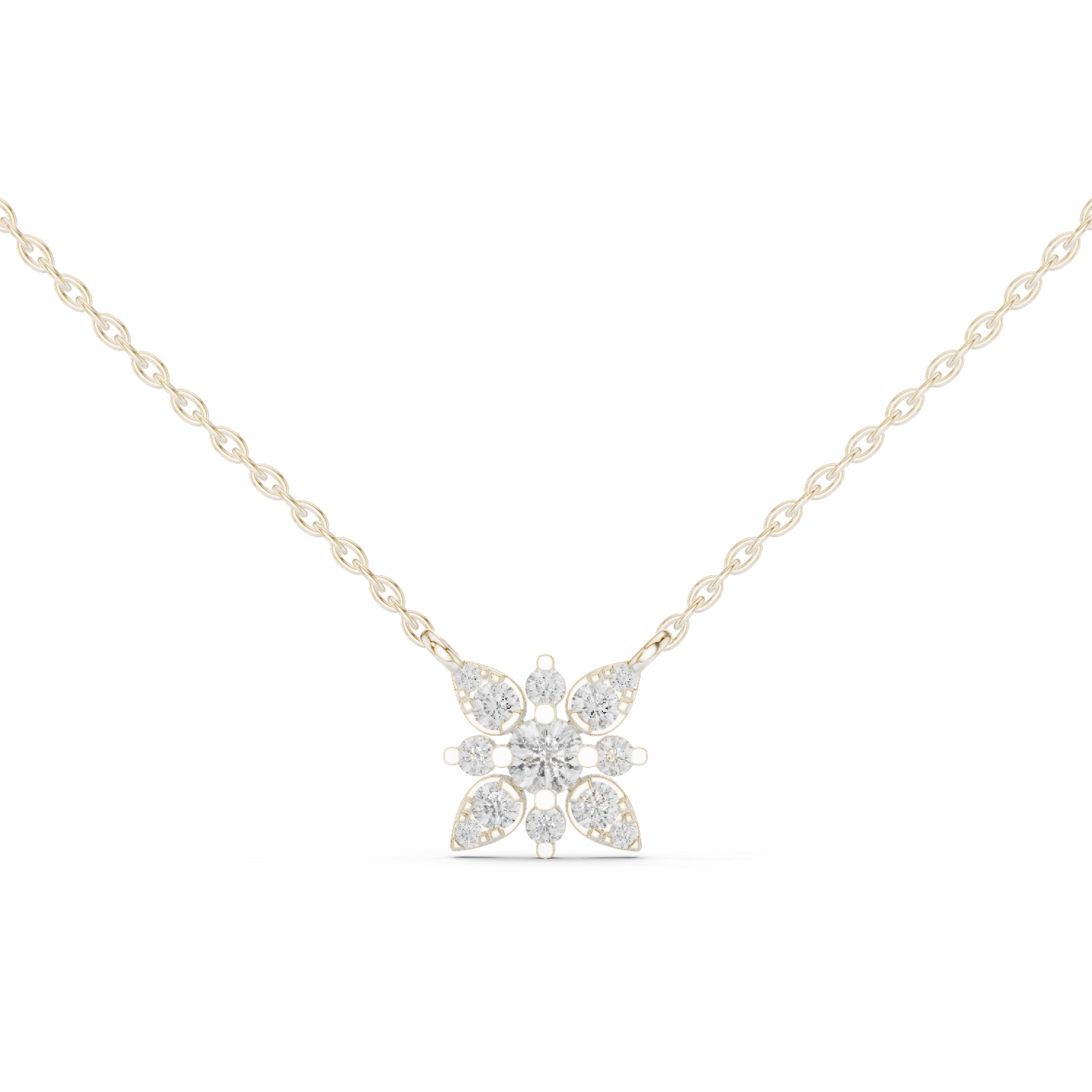 Floral cluster diamond pendant