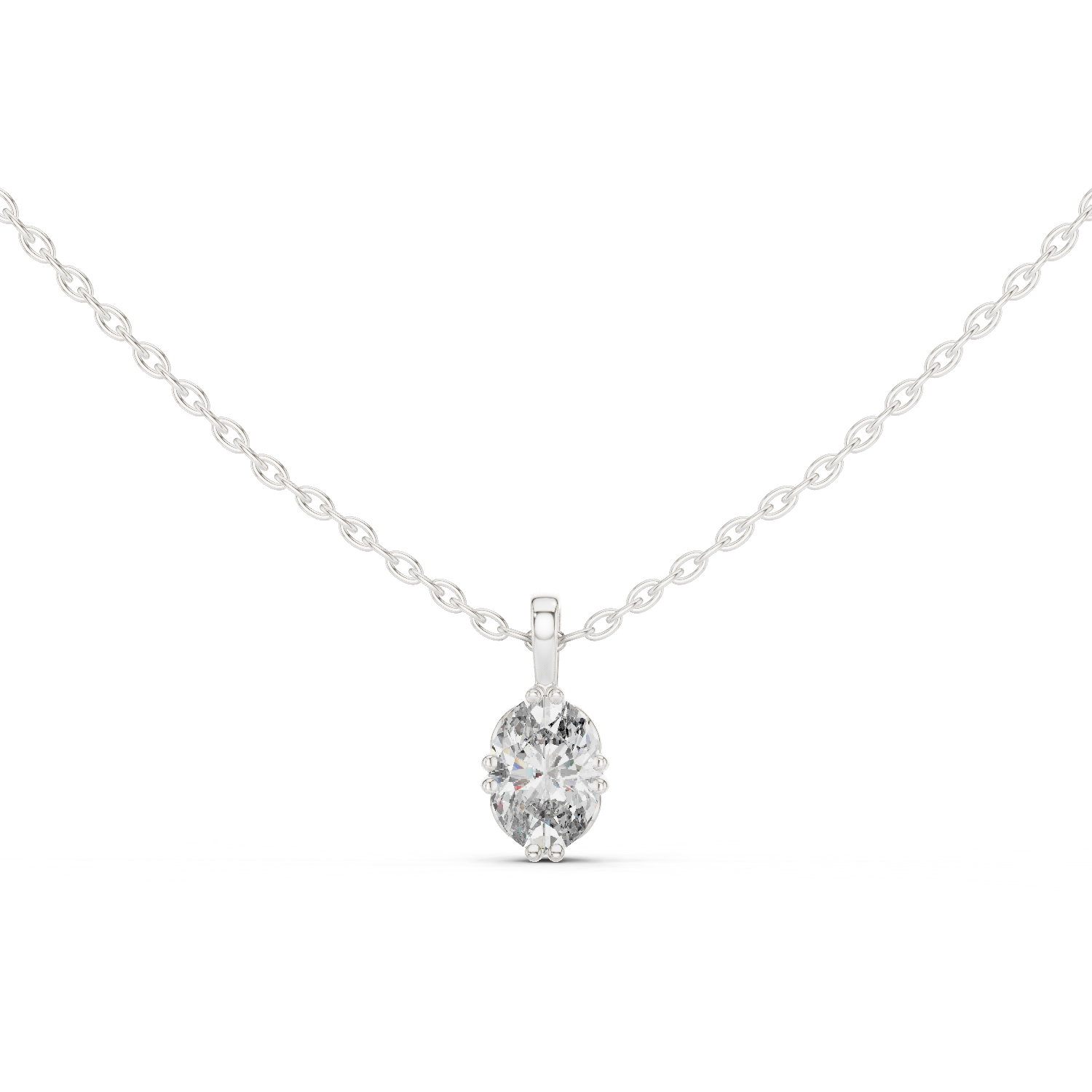 Elegant Oval Diamond Pendant