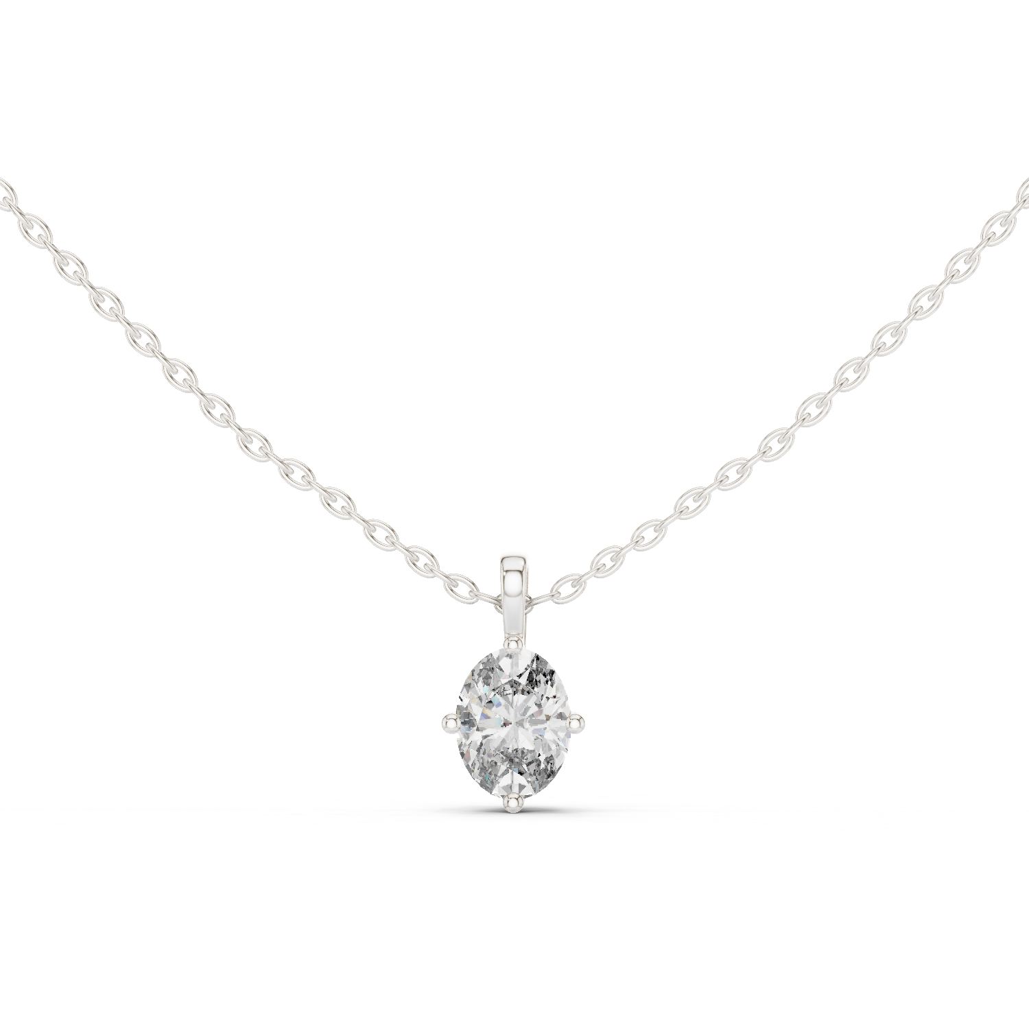 Oval Brilliant Diamond Pendant in Four-Prong Setting