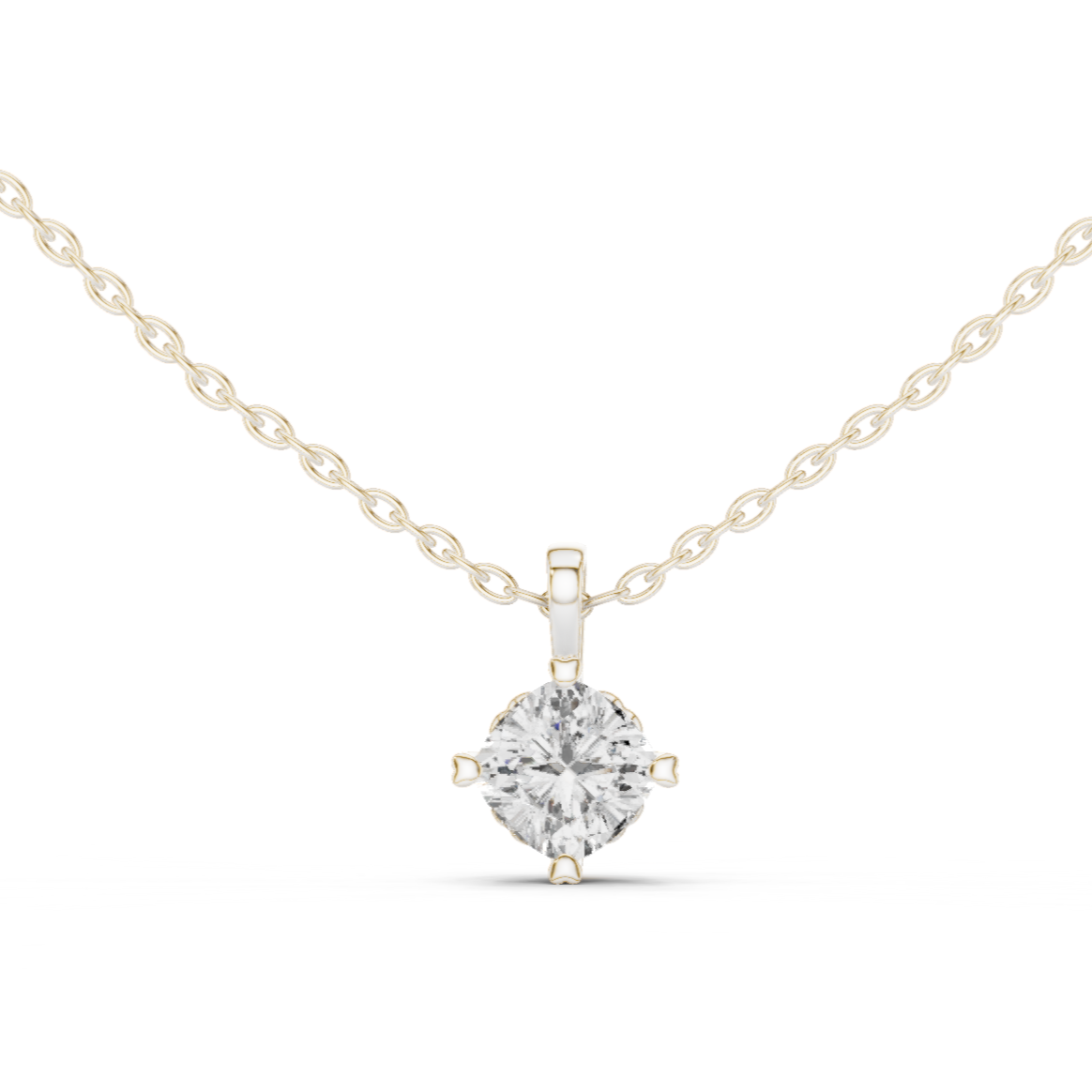 A round brilliant-cut diamond solitaire pendant.