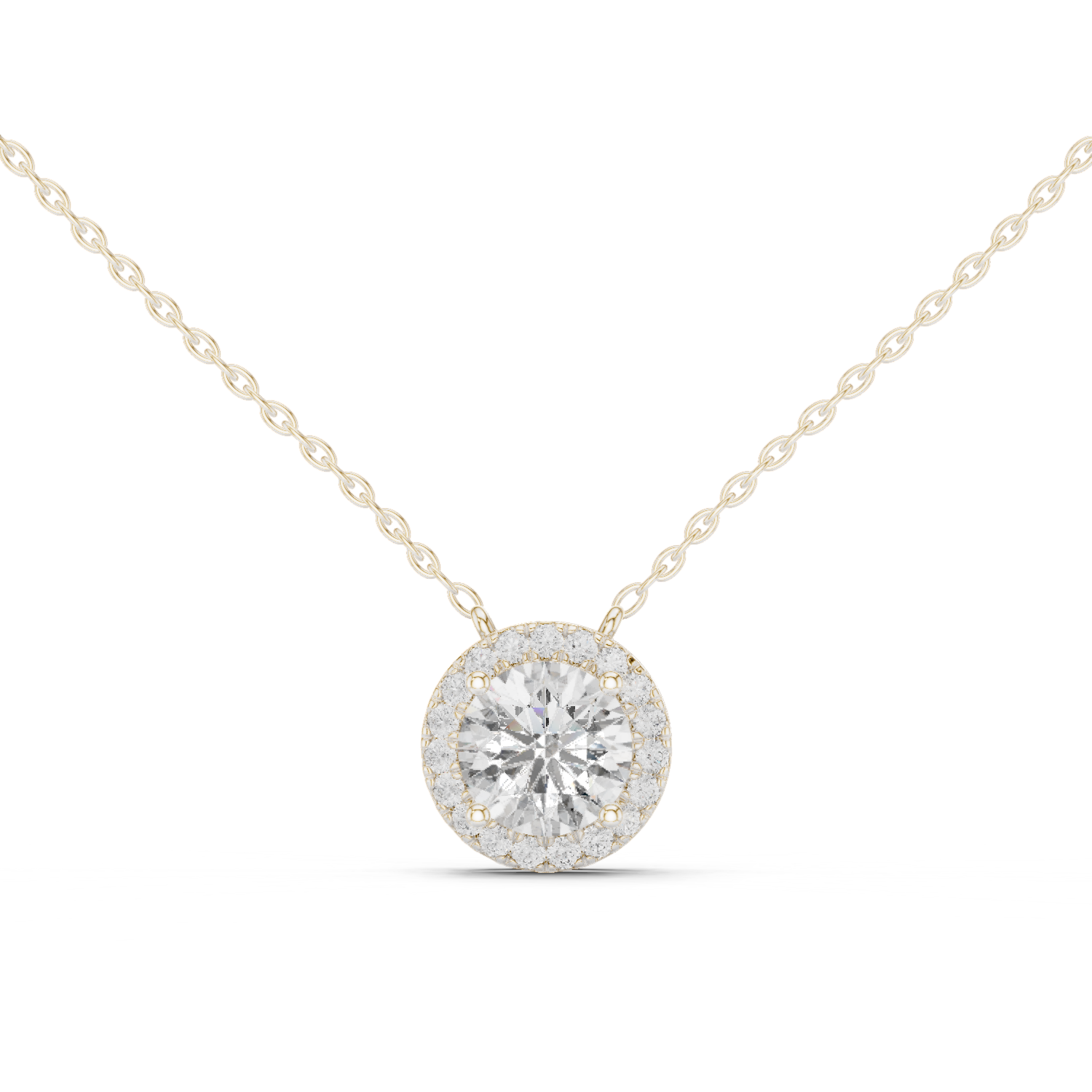Round Halo Diamond Pendant Necklace