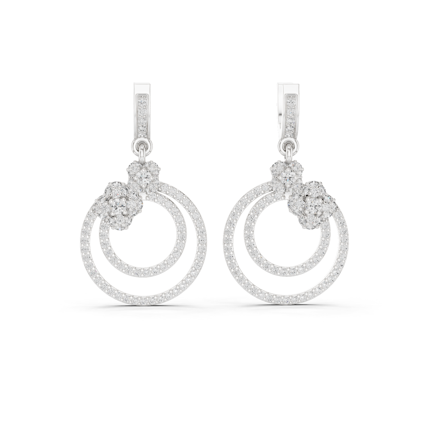 Rose Gold Double Hoop Diamond Earrings