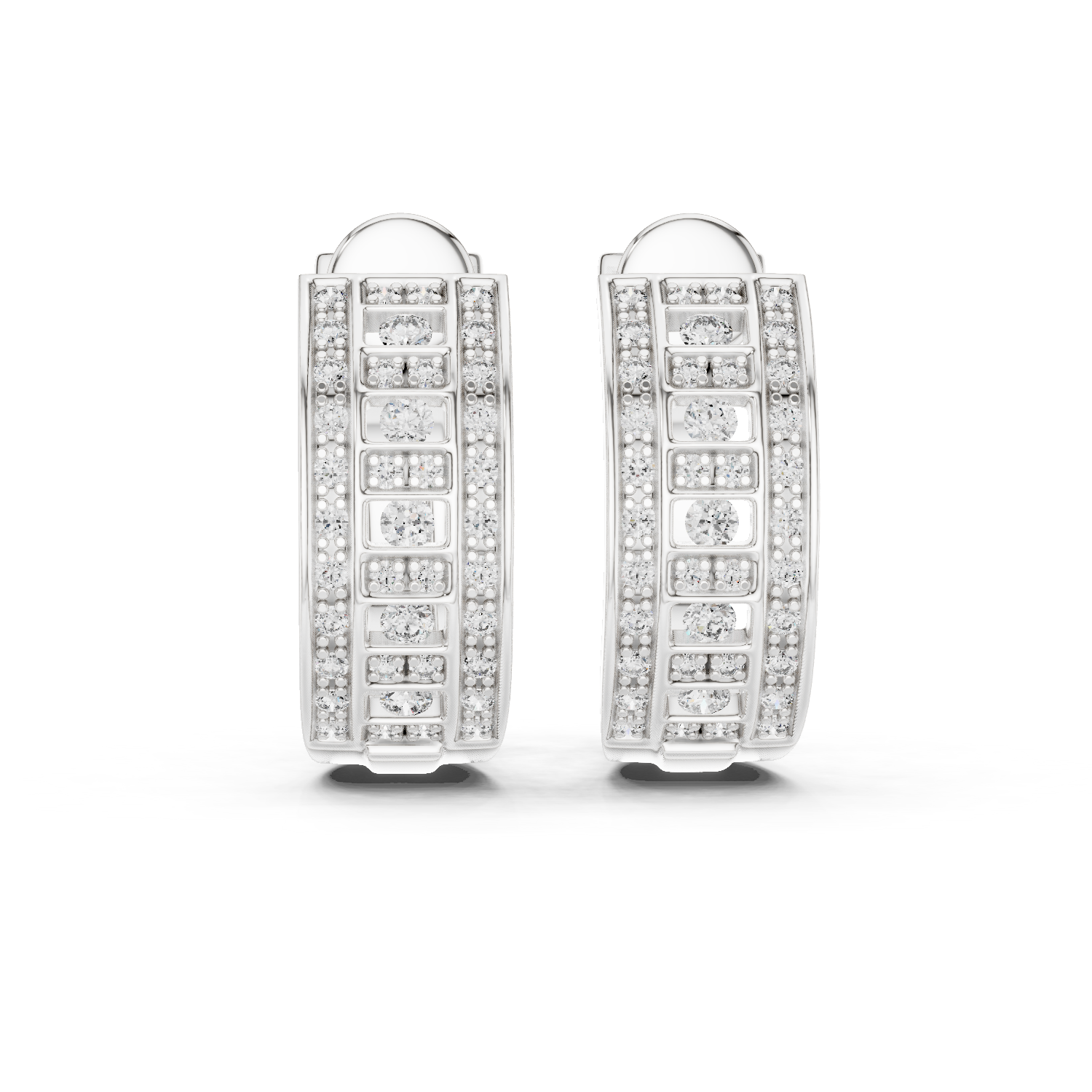 Rose Gold Diamond Geometric Hoop Earrings