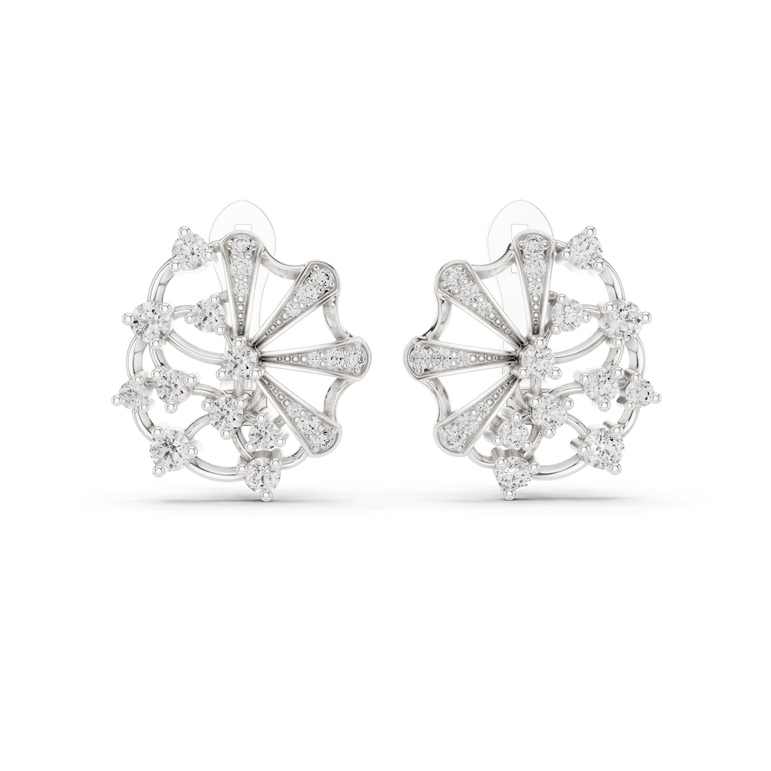 Rose Gold Diamond Floral Spiral Earrings