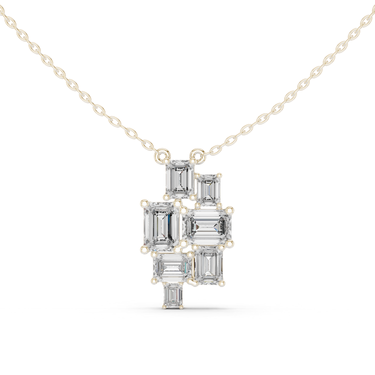 Clustered Emerald-Cut Diamond Pendant