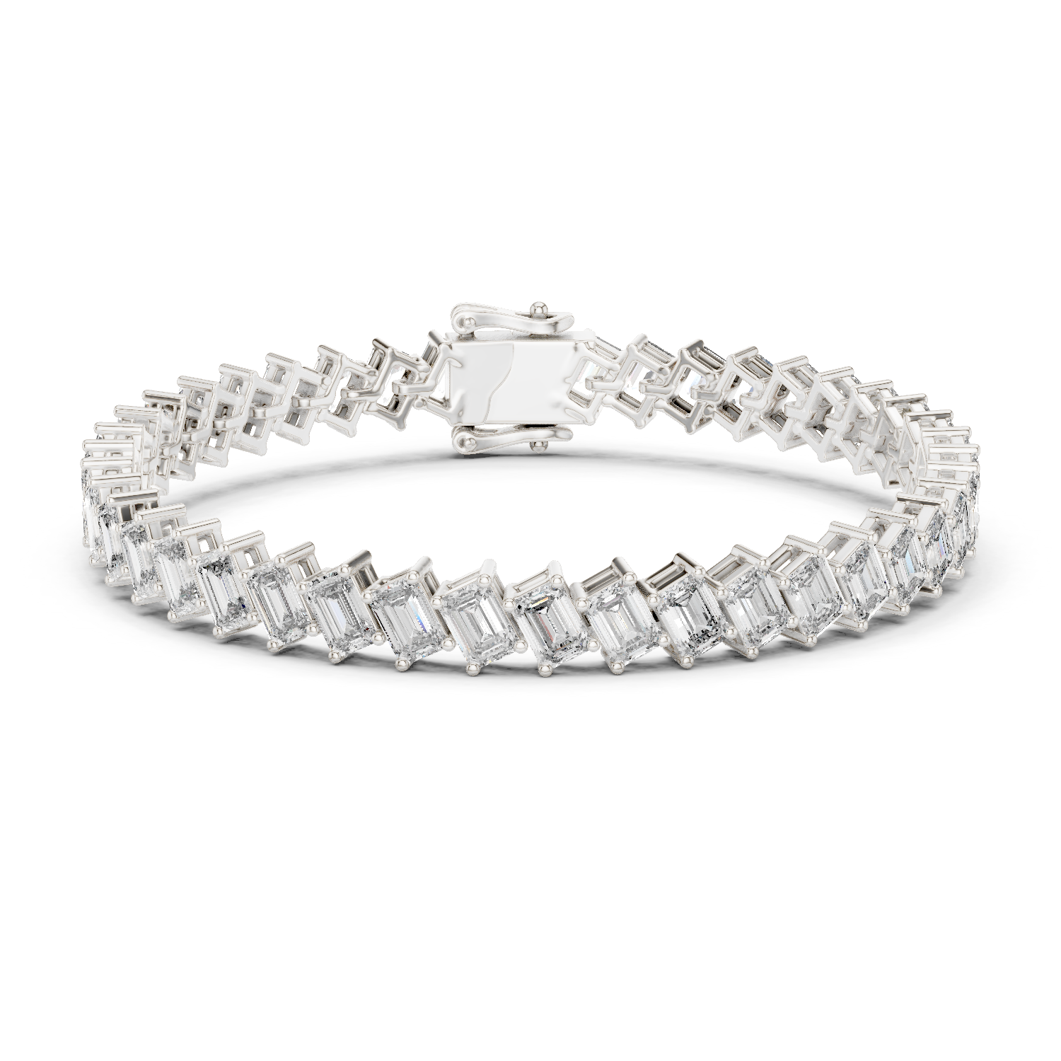Featuring a Row of Sparkling Emerald-Cut Diamonds