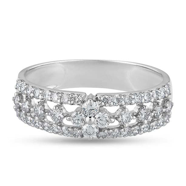 Silver Snowflake Diamond Ring