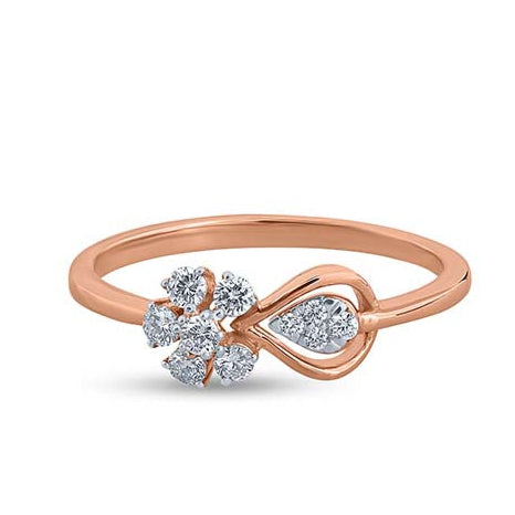 Leaf-Embraced Petal Harmony Ring