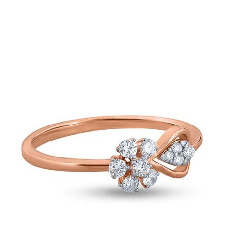 Leaf-Embraced Petal Harmony Ring