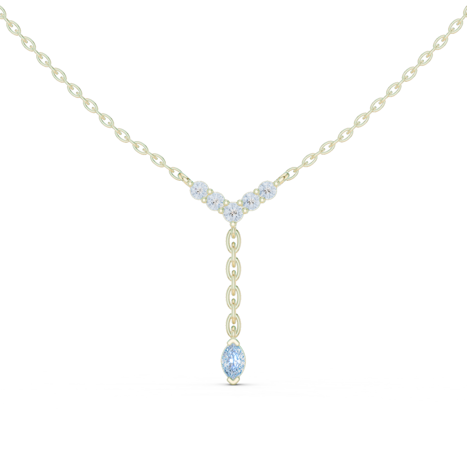 Delicate Y-Drop pendant with Marquise and Round Diamonds