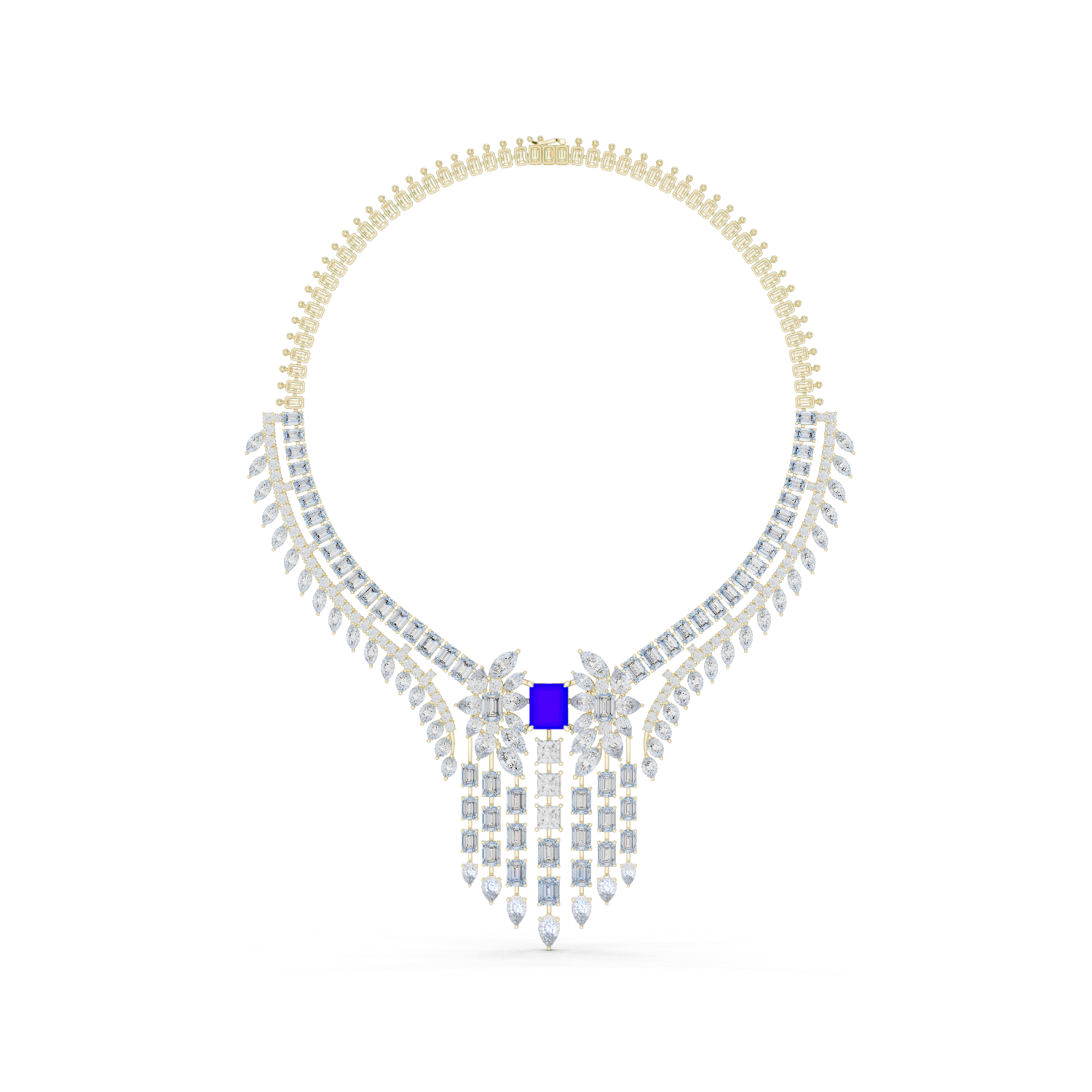 Regal Blue Gemstone and Diamond Statement Necklace