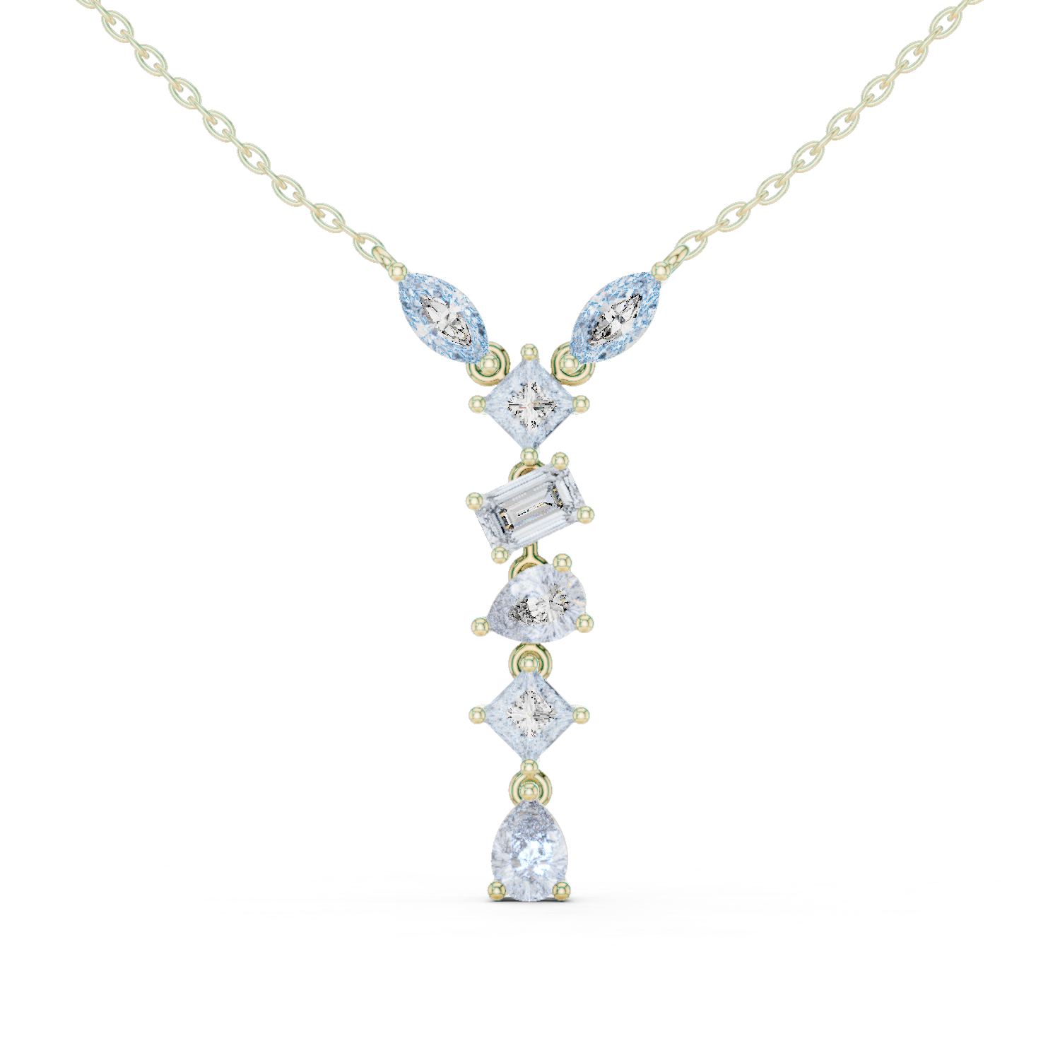 Multi-Cut Diamond Drop Necklace