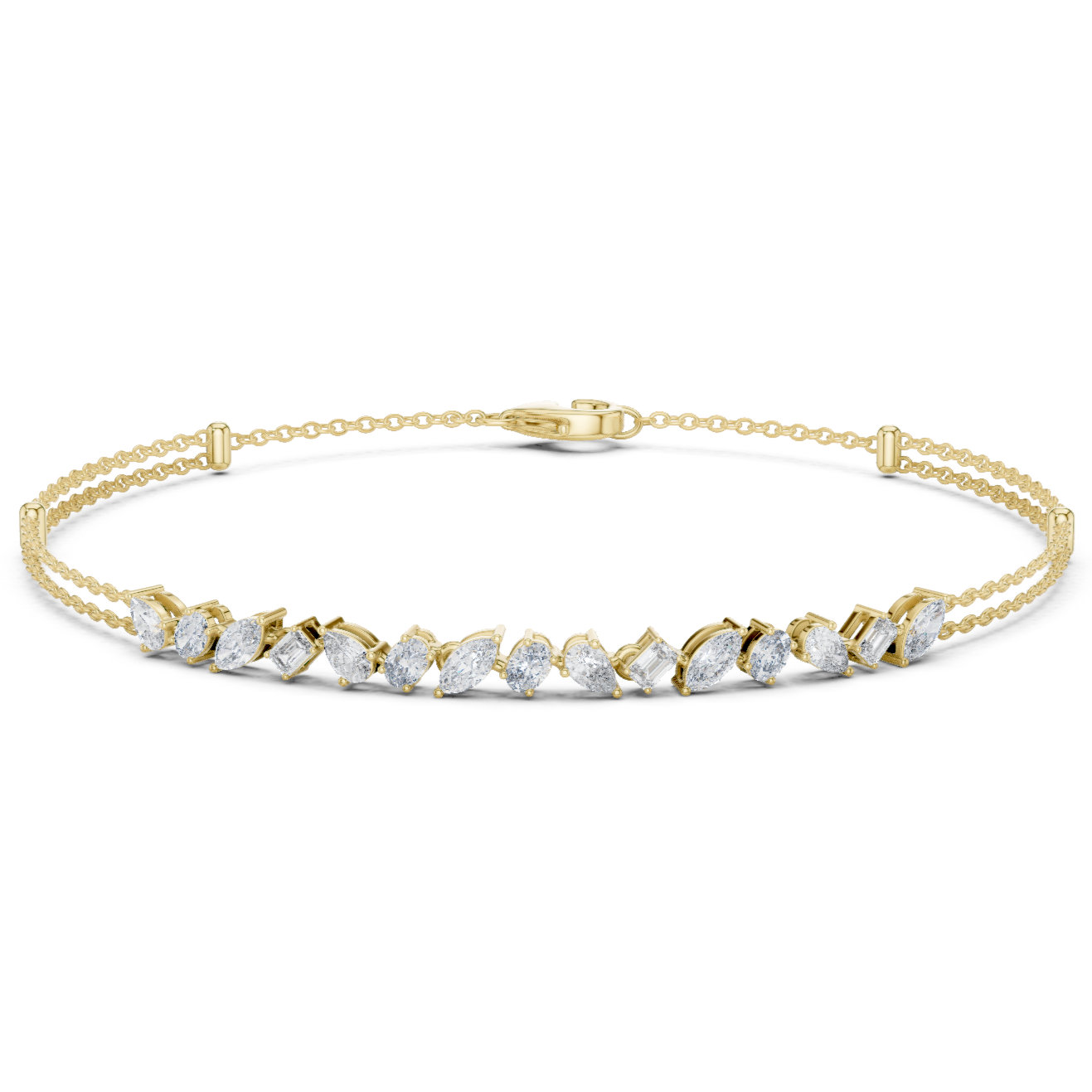 Marquise & Pear Diamond Dual Chain Bracelet