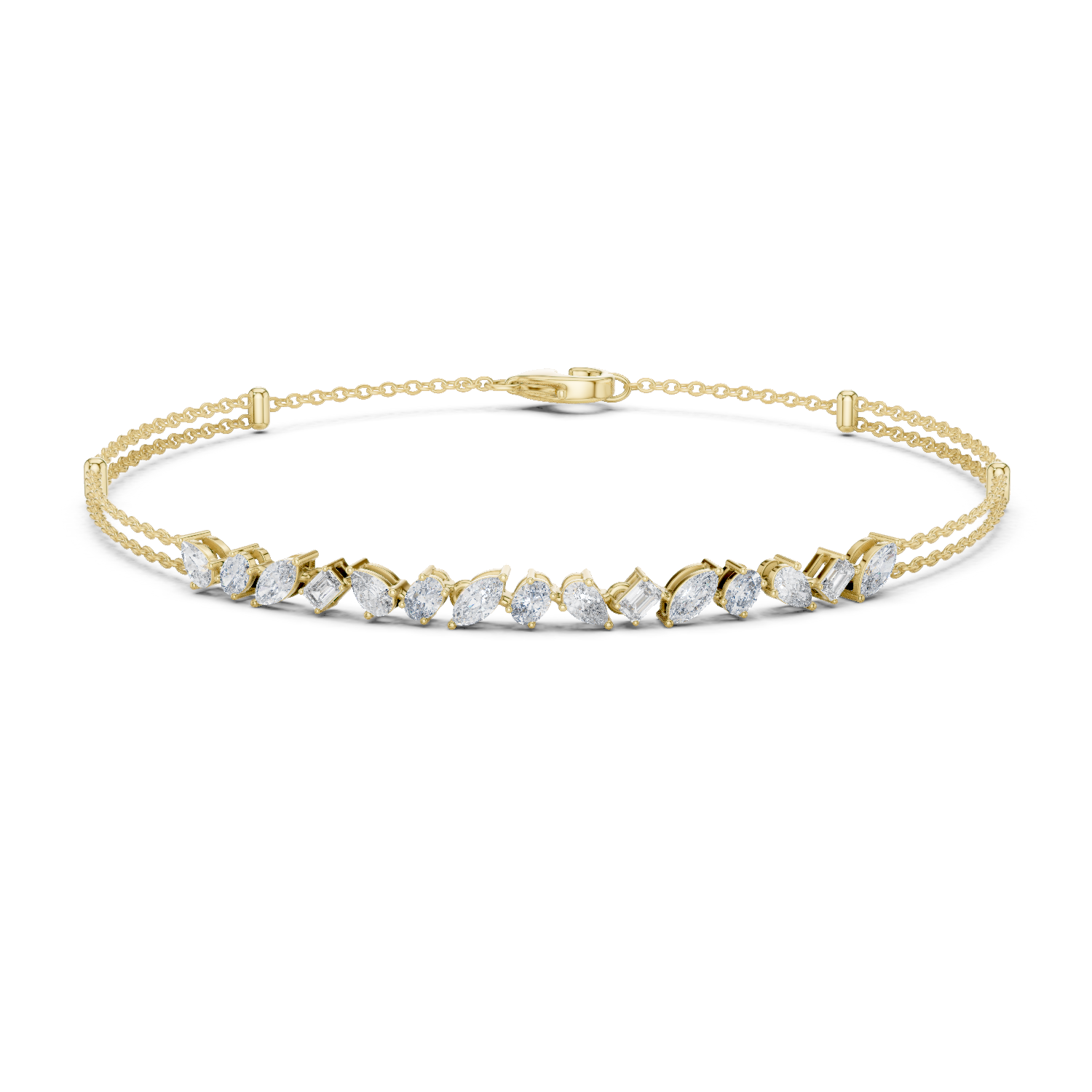Marquise & Pear Diamond Dual Chain Bracelet