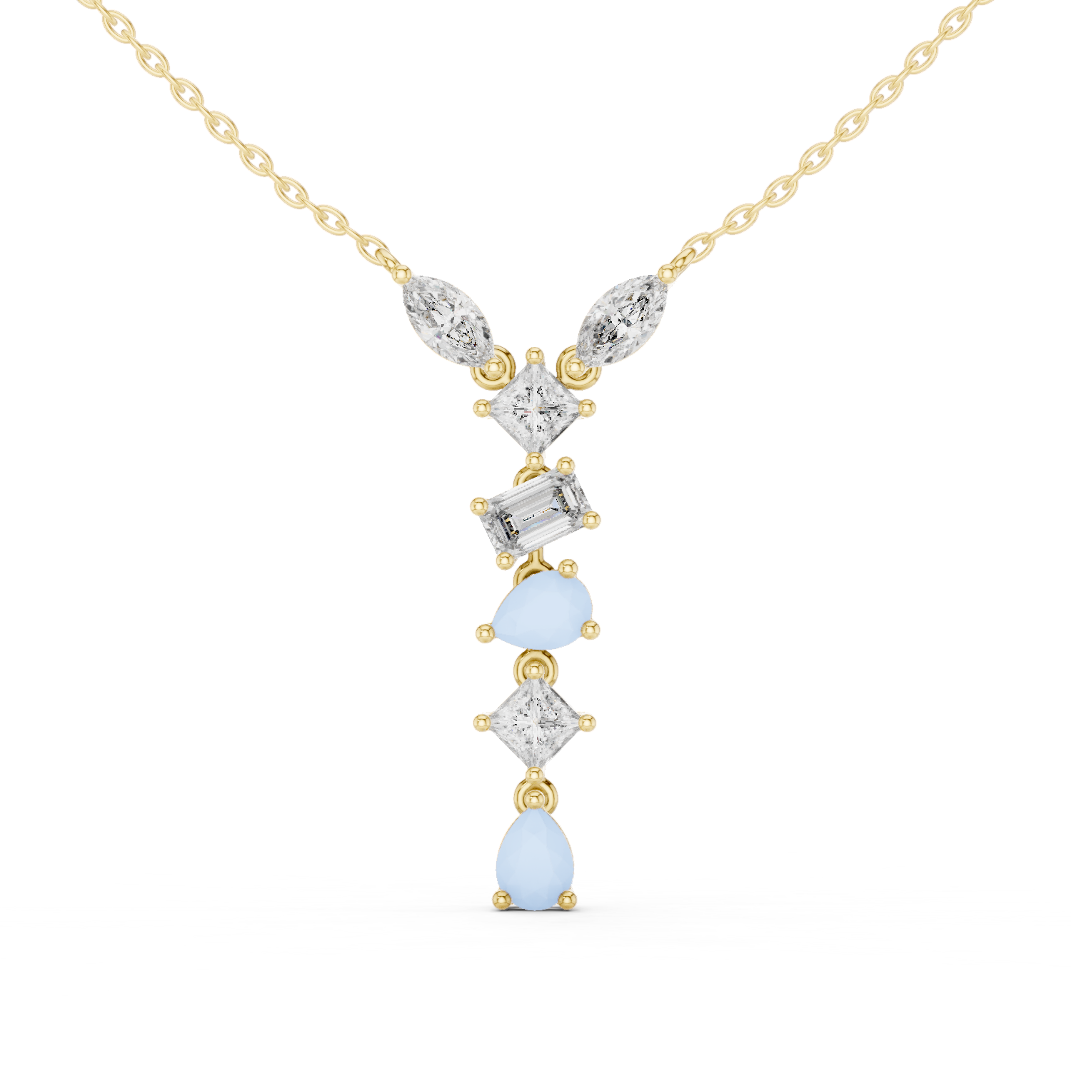 Multi-Cut Diamond Drop Necklace