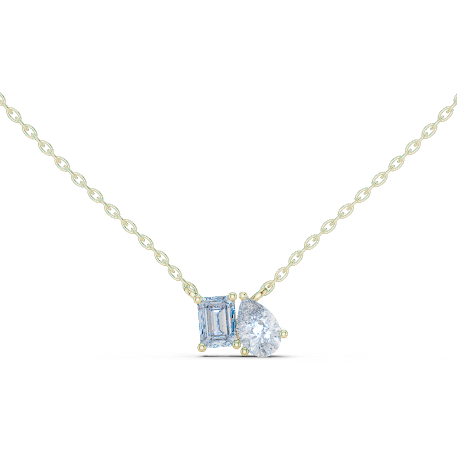Emerald and pear-cut diamond duo pendant