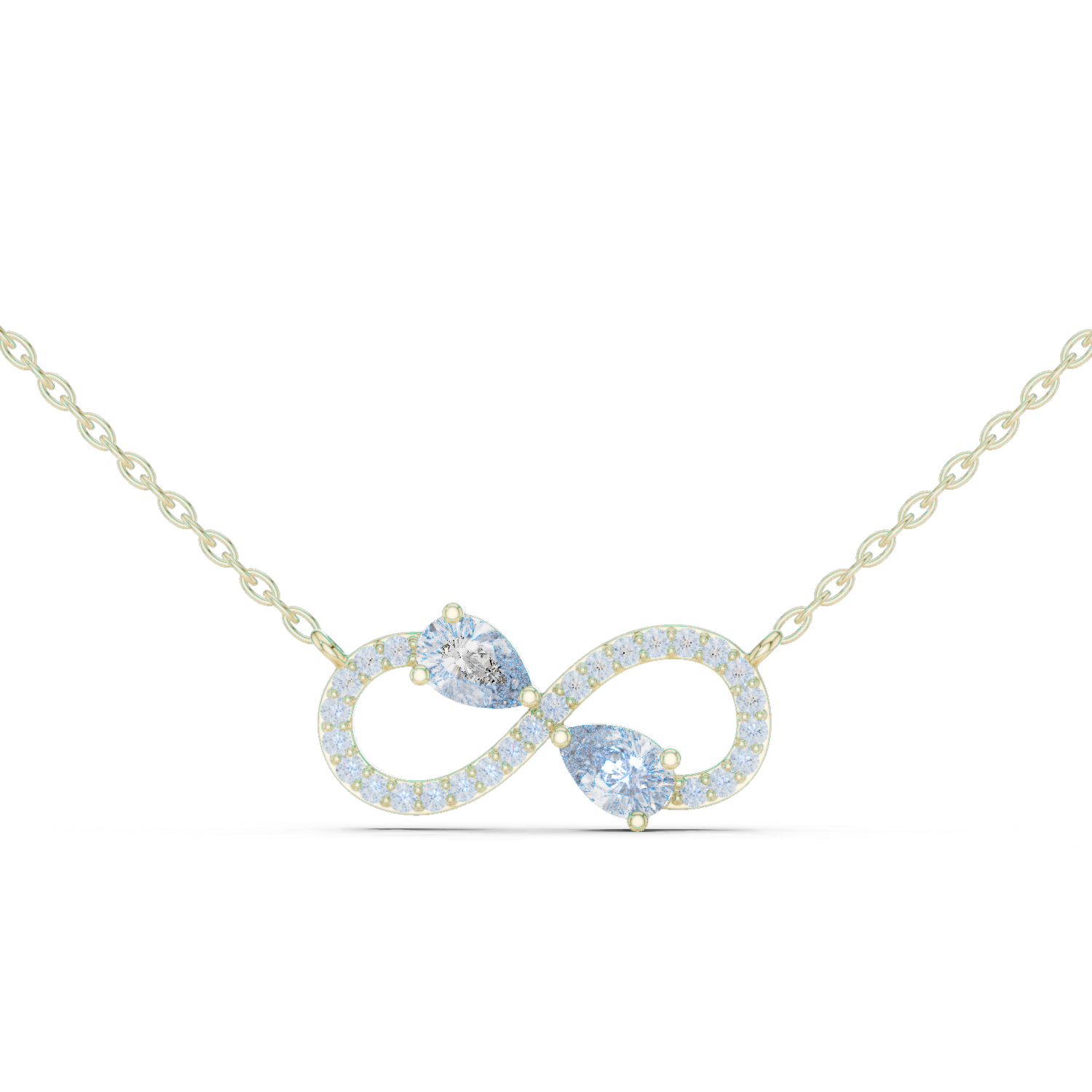 Infinity symbol pendant with pear-shaped diamonds