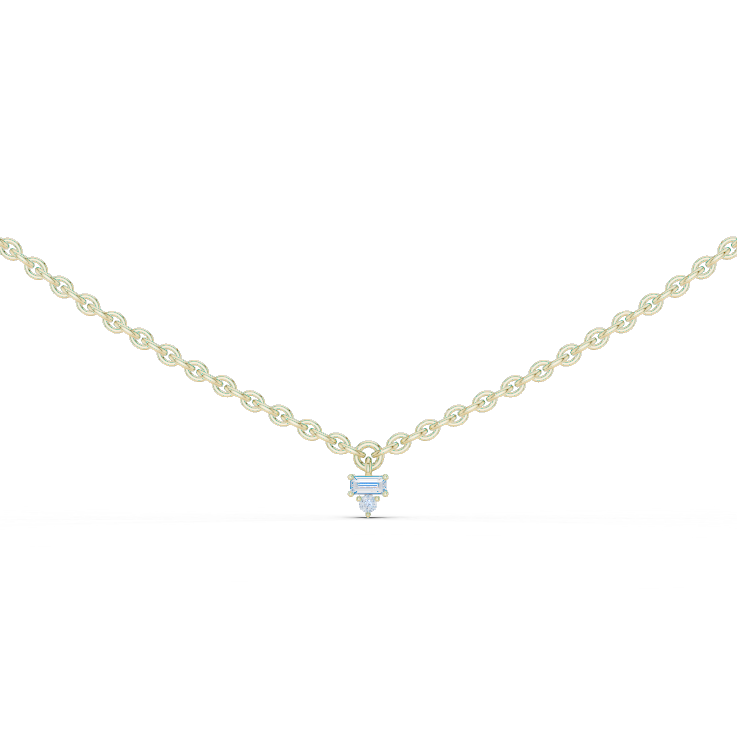 Delicate Rose Gold chain with Trio-Cut Diamond Pendant.