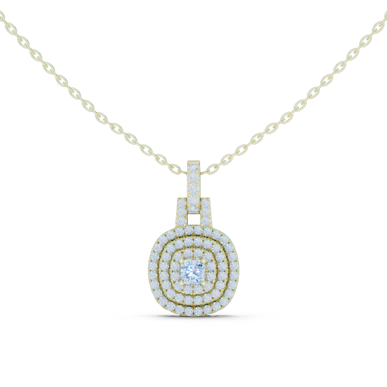Double Halo Round Diamond Pendant