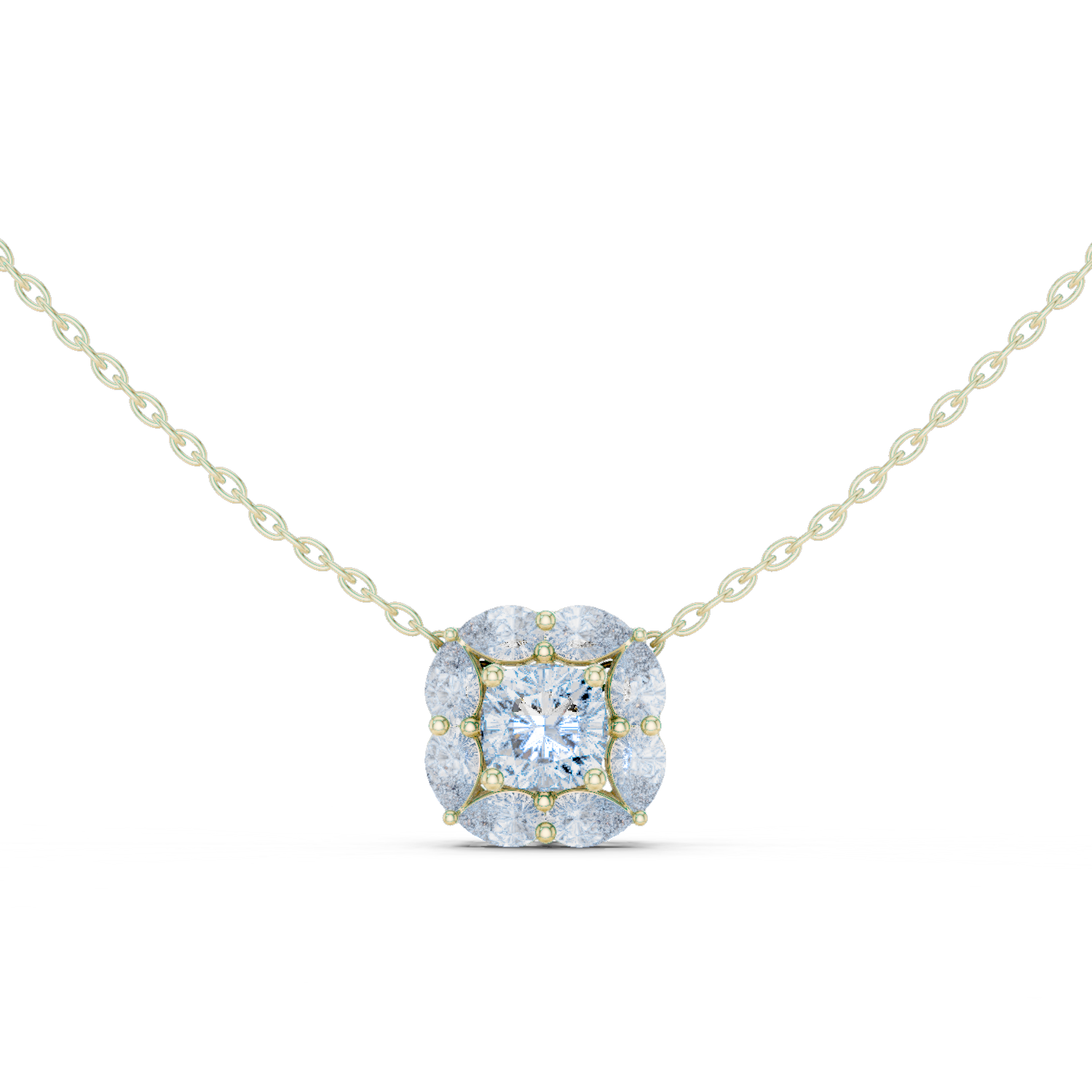 Floral Halo Round Diamond Pendant