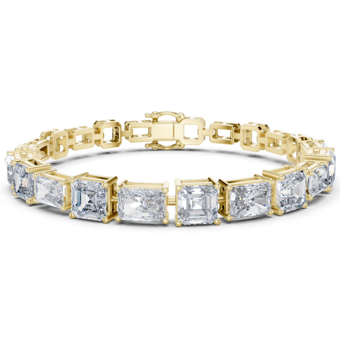 Bracelet with Assorted Emerald and Radiant Cut Diamonds.