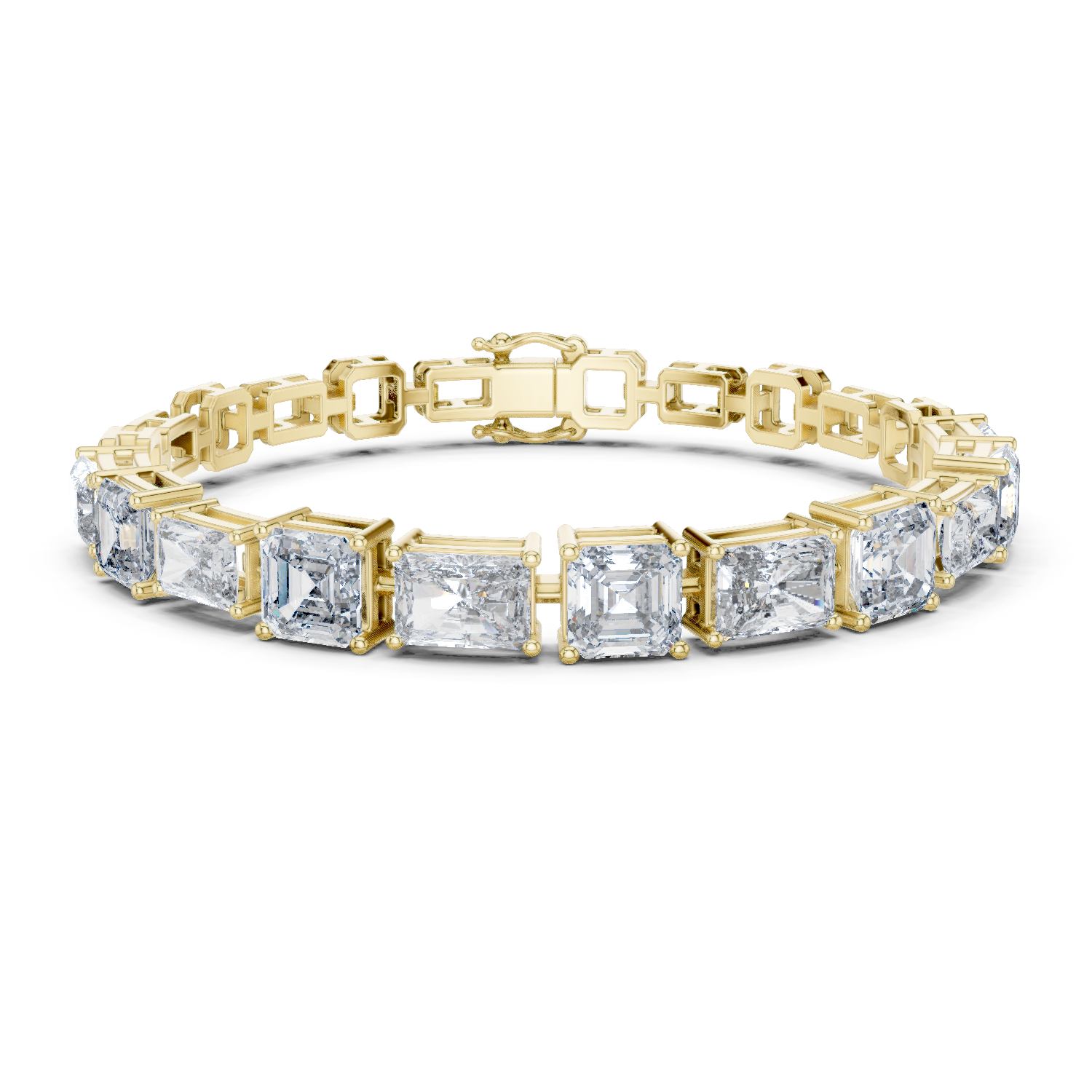 Bracelet with Assorted Emerald and Radiant Cut Diamonds.