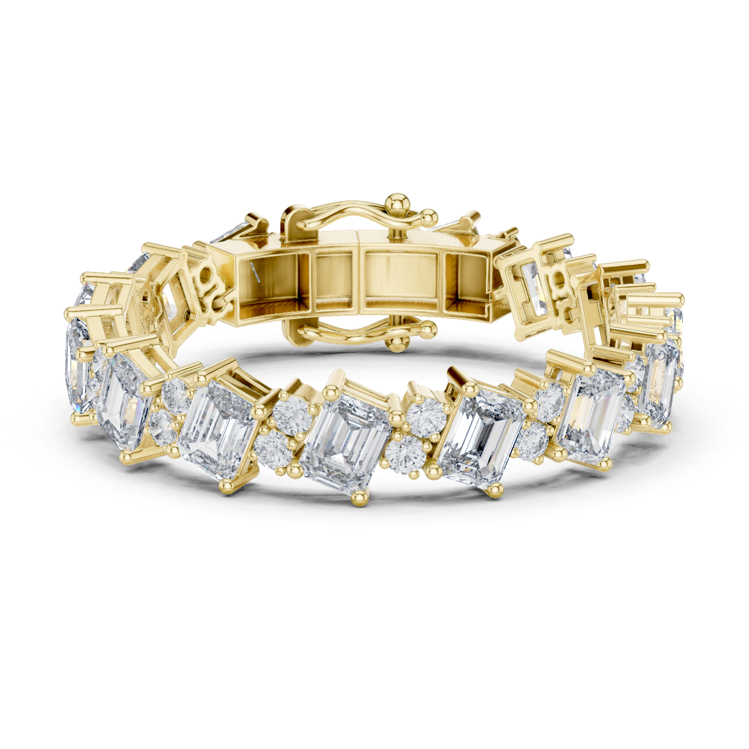 Exquisite Emerald-Cut Diamond Bracelet
