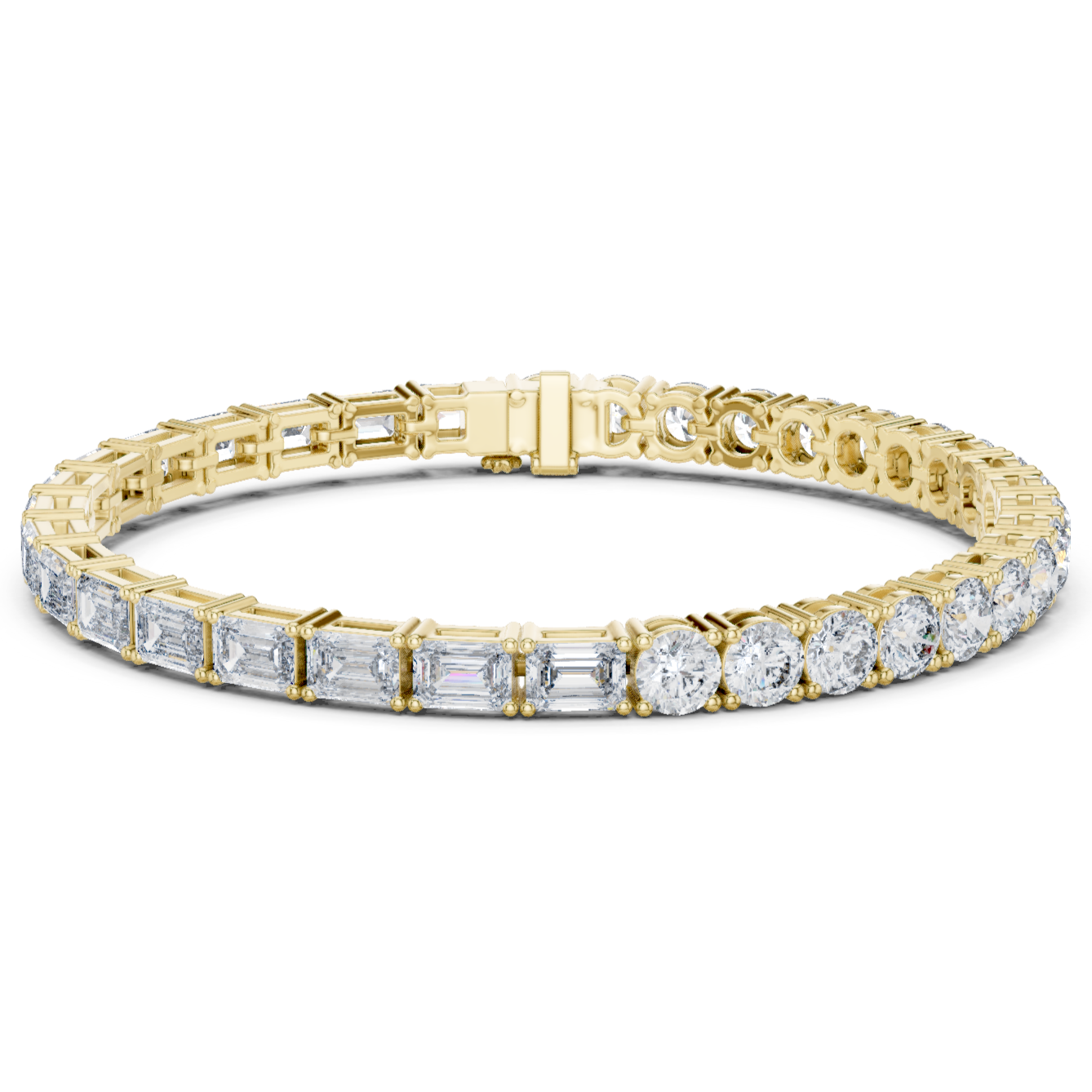 Bracelet with Elegant Mix of Emerald-Cut and Round Diamonds