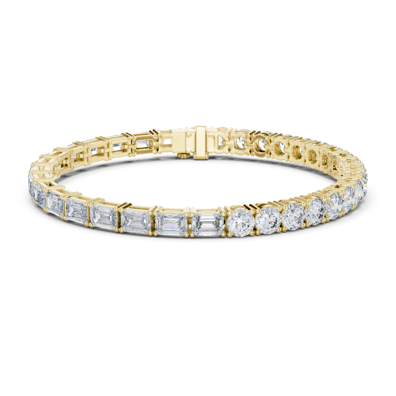 Bracelet with Elegant Mix of Emerald-Cut and Round Diamonds