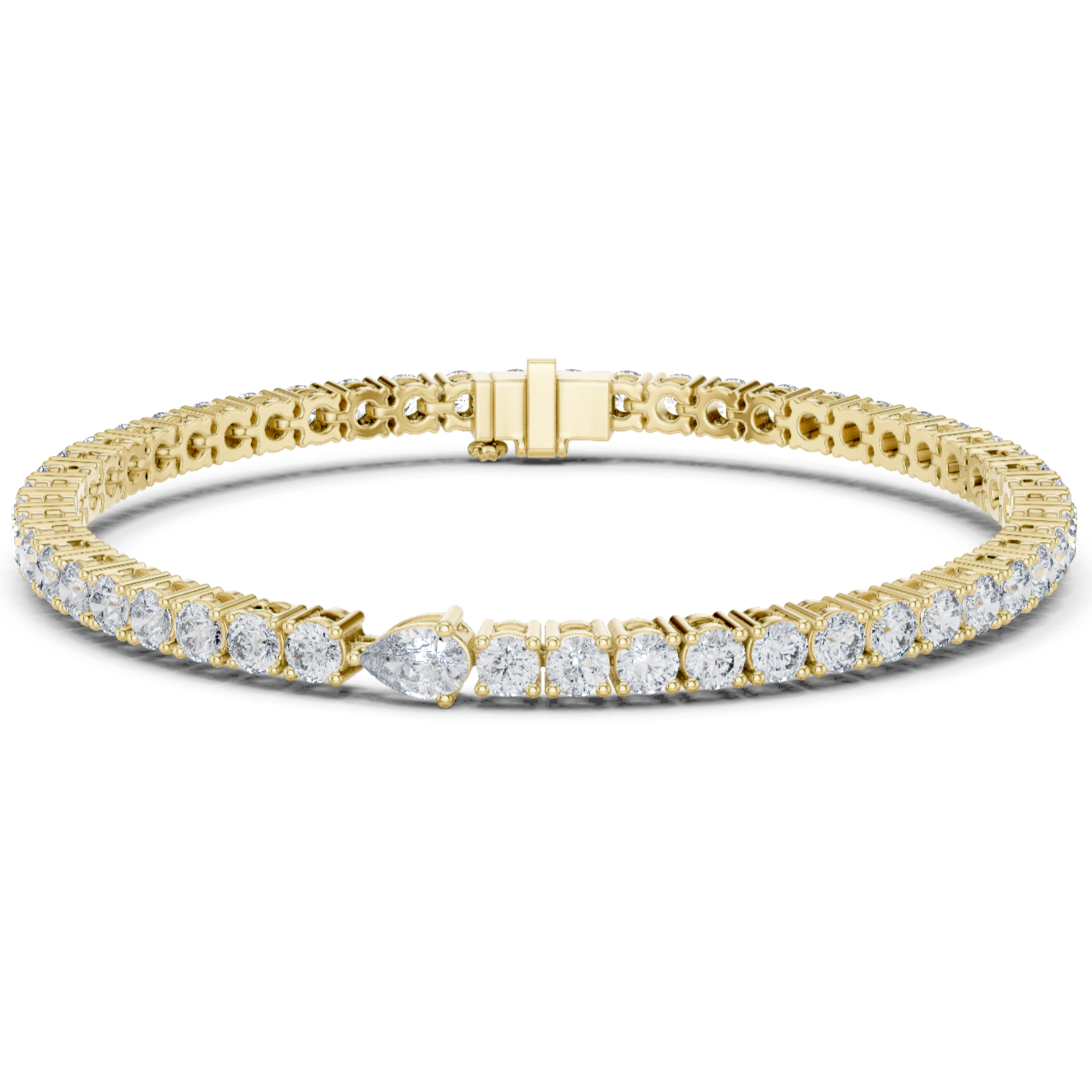 Pear-Shaped Center Diamond Tennis Bracelet