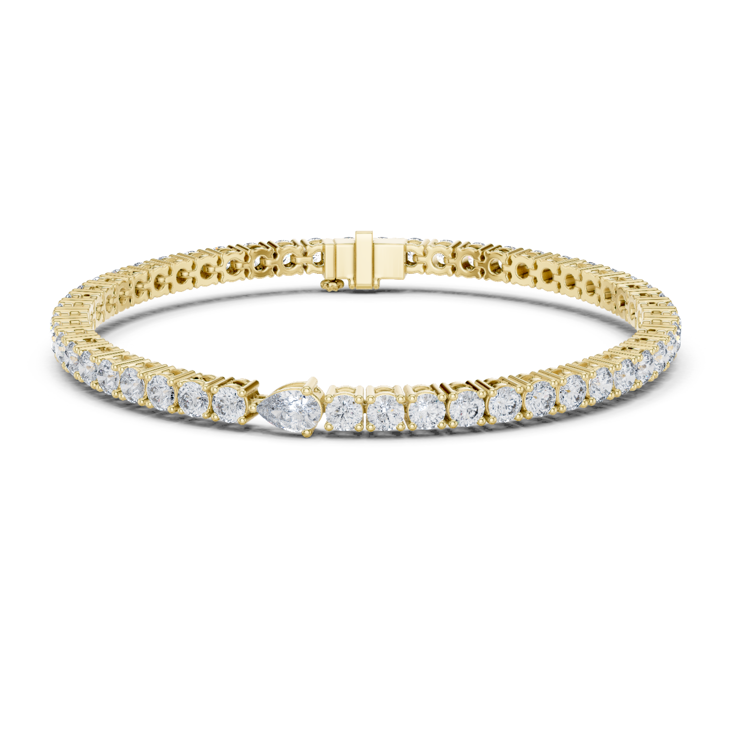 Pear-Shaped Center Diamond Tennis Bracelet