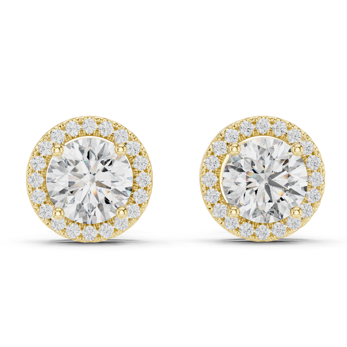 Radiant Rose Halo Diamond Studs
