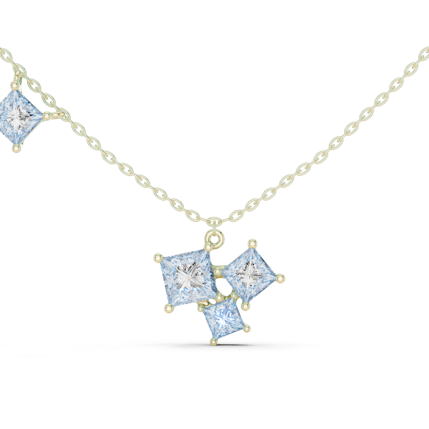 Clustered Princess-Cut Diamond Pendant