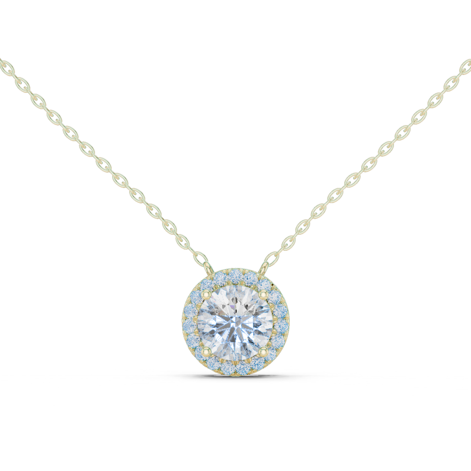 Round Halo Diamond Pendant Necklace