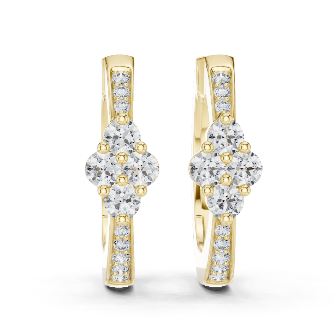 Elegant Rose Gold and Diamond Cluster Hoop Earrings